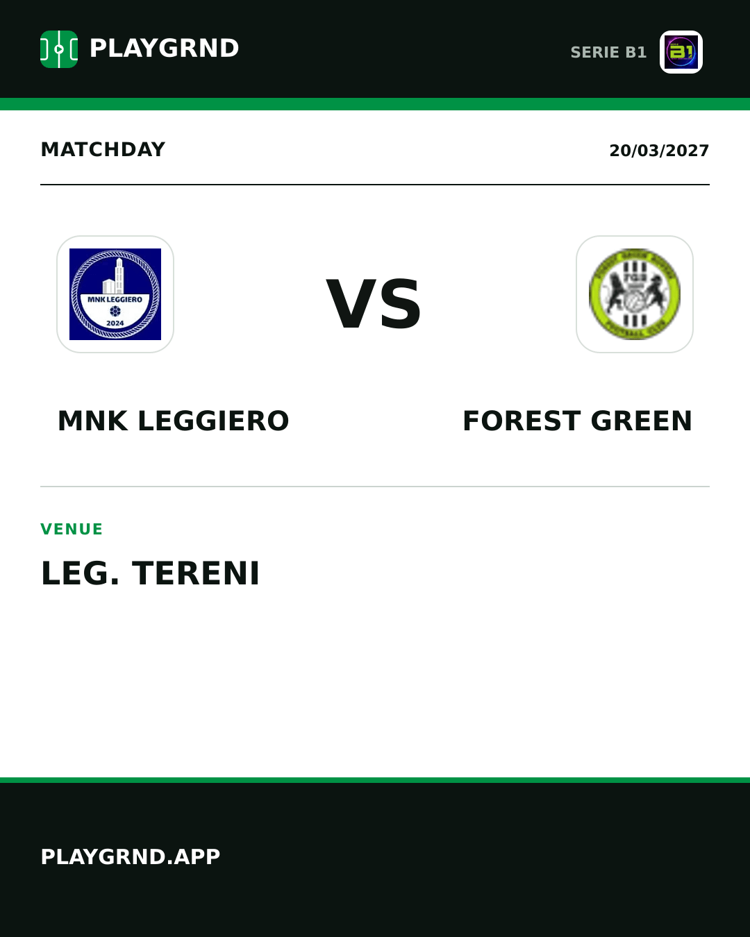 Instagram artwork: MNK Leggiero vs Forest Green