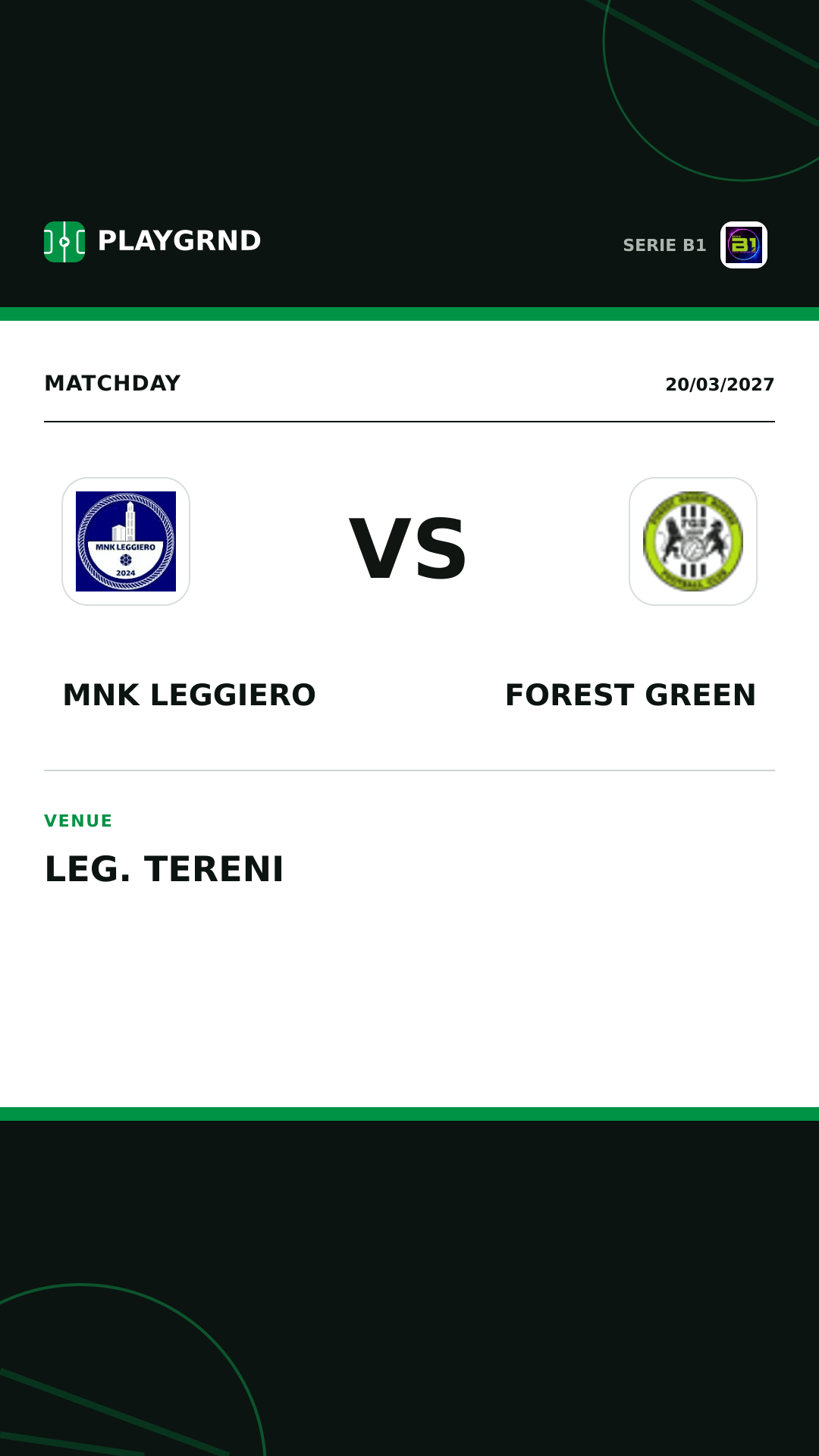 Instagram artwork: MNK Leggiero vs Forest Green