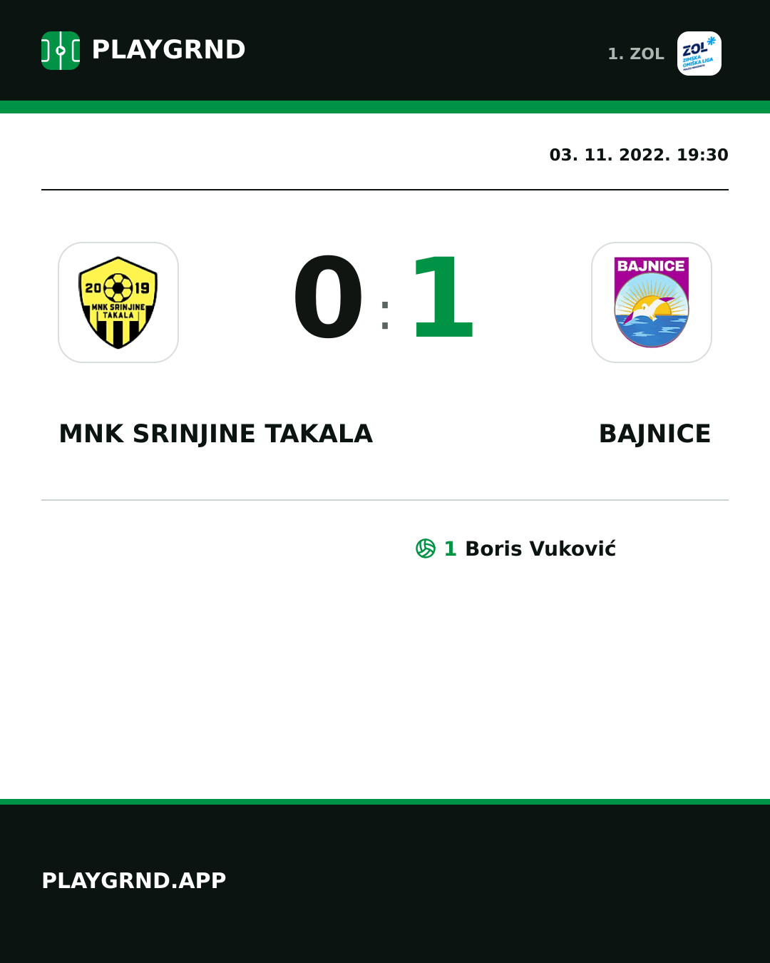 Instagram slika: MNK Srinjine Takala 0:1 Bajnice