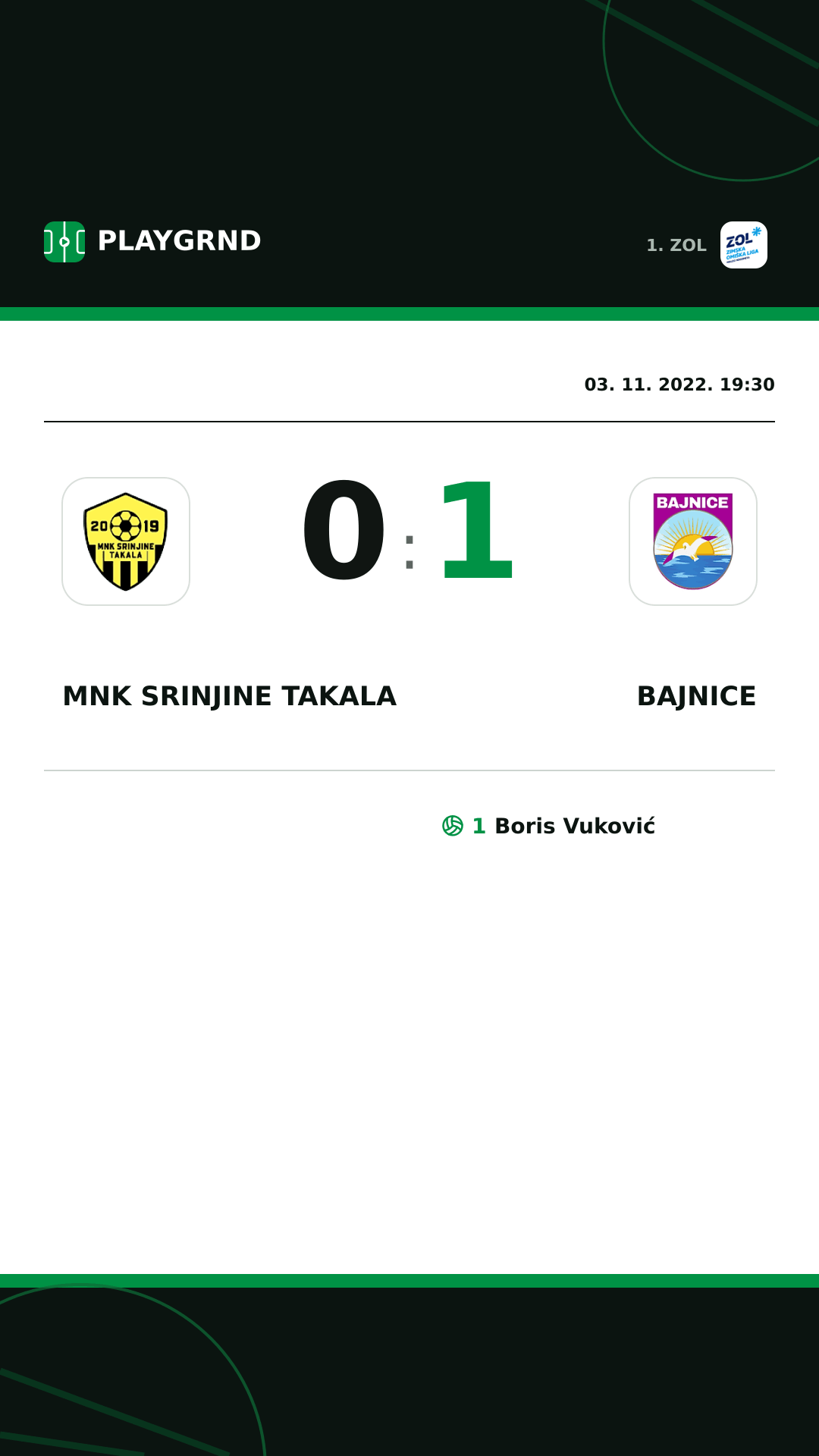 Instagram slika: MNK Srinjine Takala 0:1 Bajnice