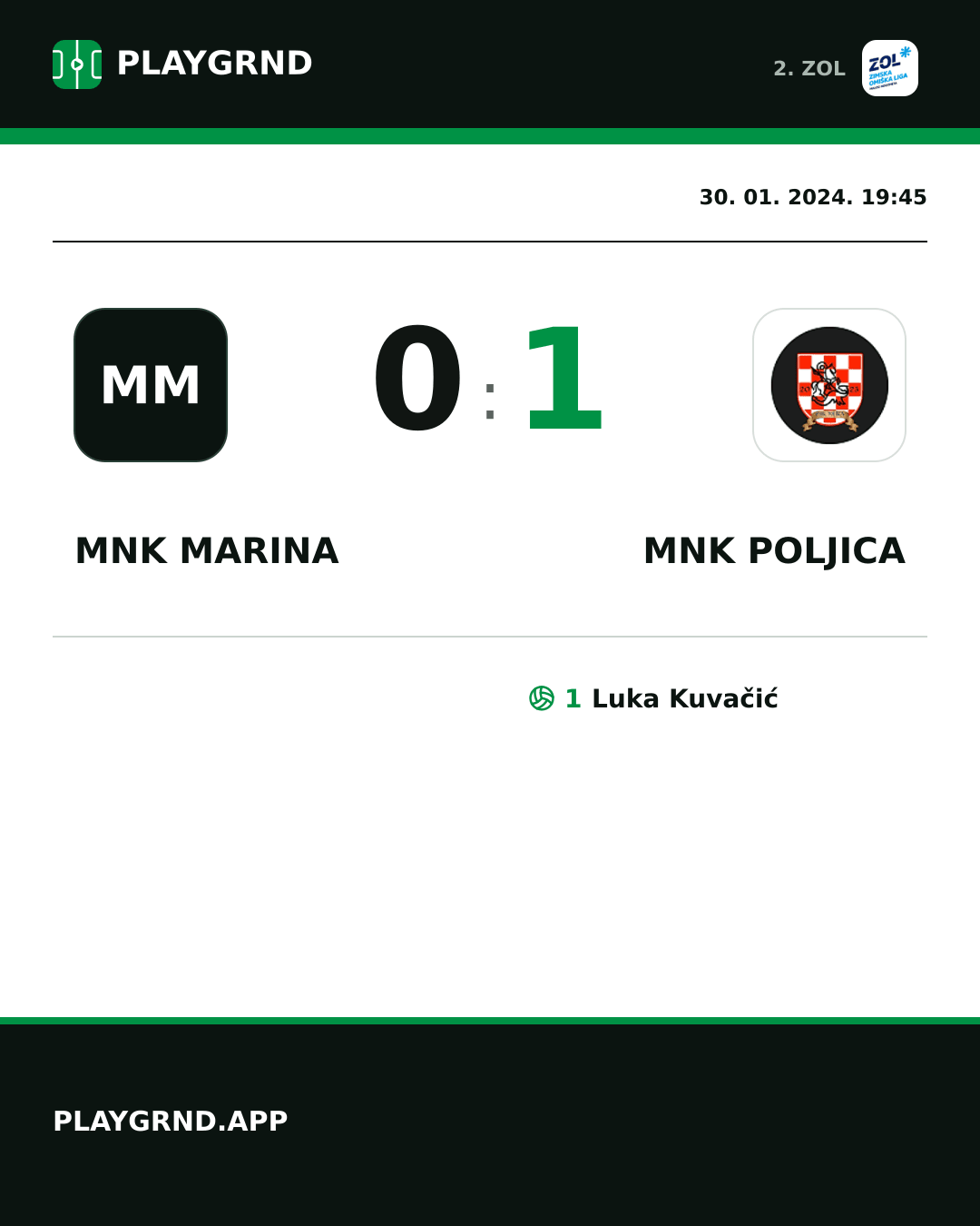 Instagram slika: MNK Marina 0:1 MNK Poljica
