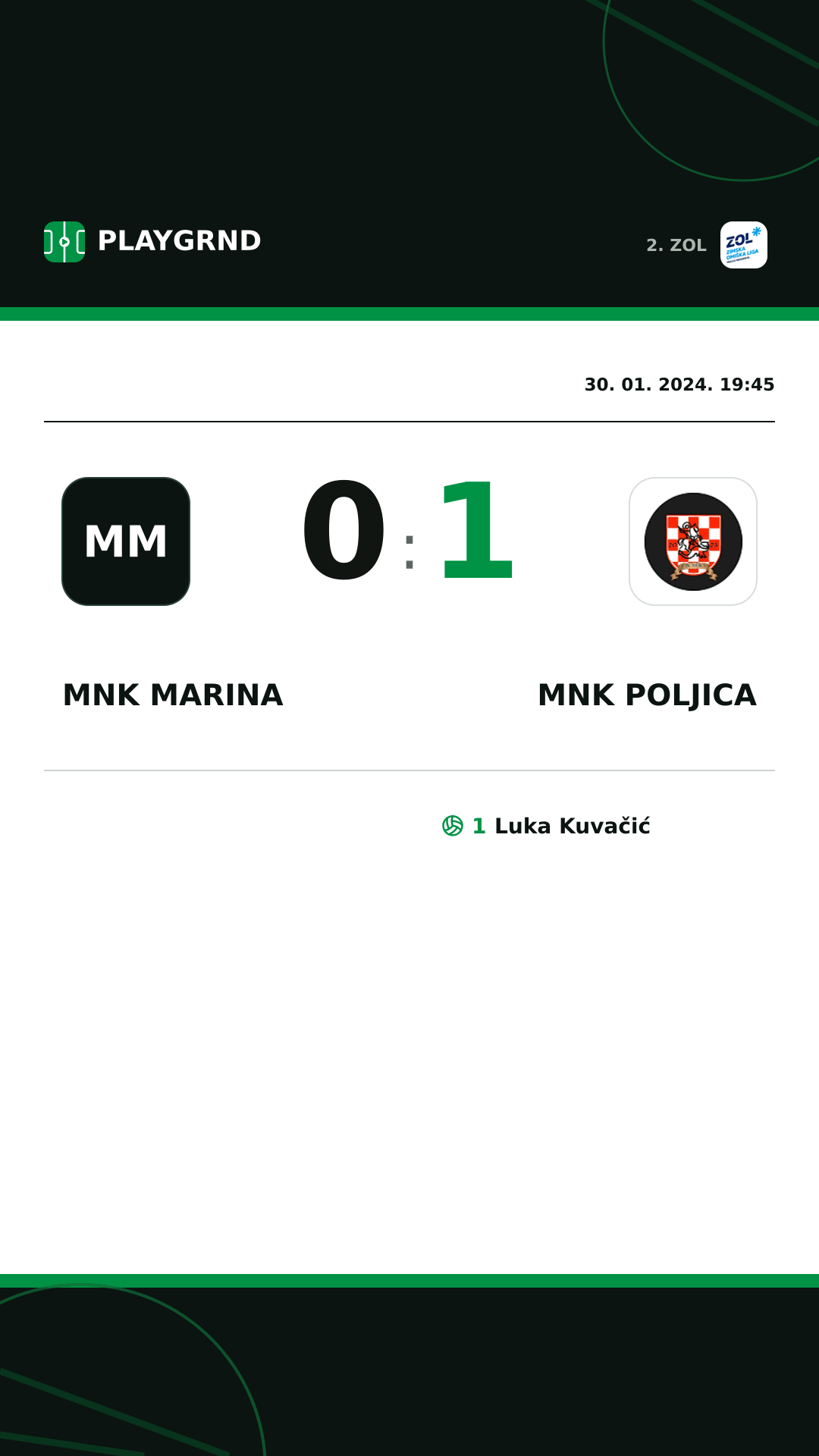 Instagram slika: MNK Marina 0:1 MNK Poljica