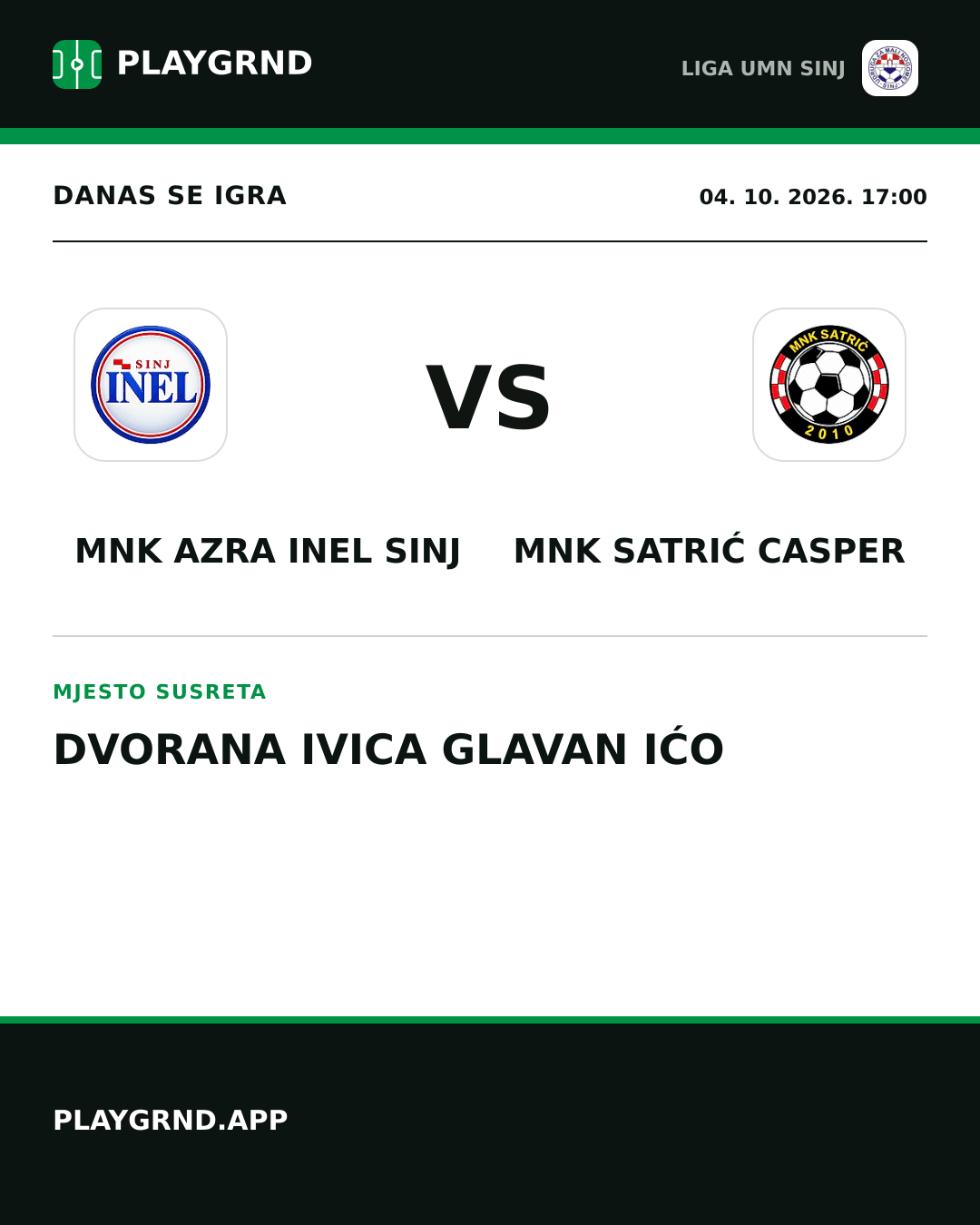 Instagram slika: MNK Azra Inel Sinj vs MNK Satrić Casper