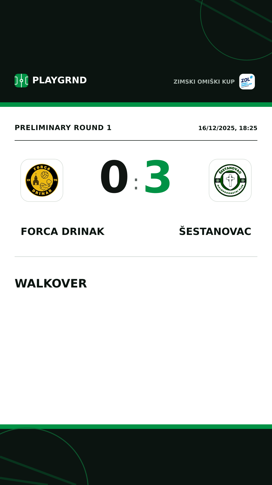 Instagram artwork: Forca Drinak 0:3 Šestanovac
