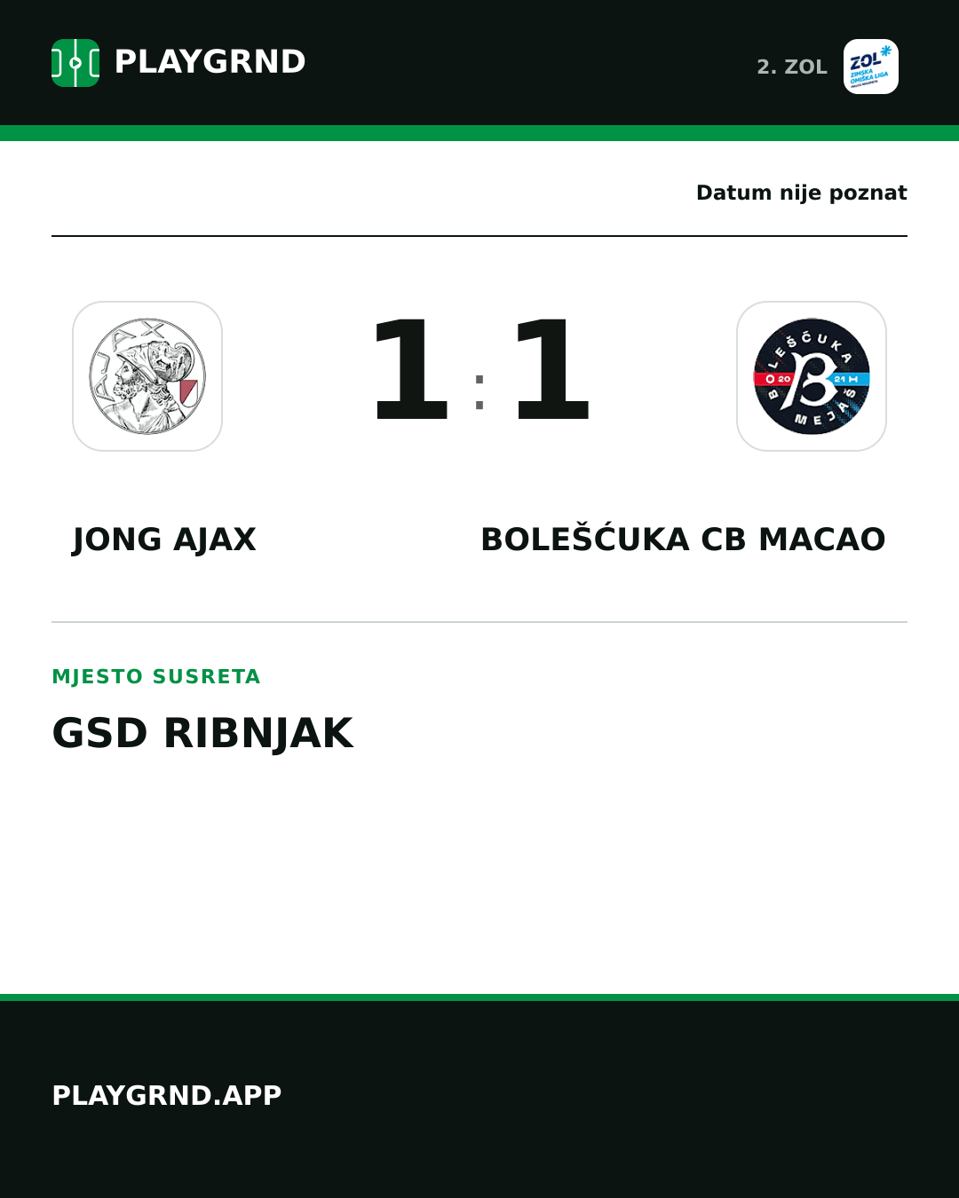 Instagram slika: Jong Ajax 1:1 Bolešćuka CB Macao