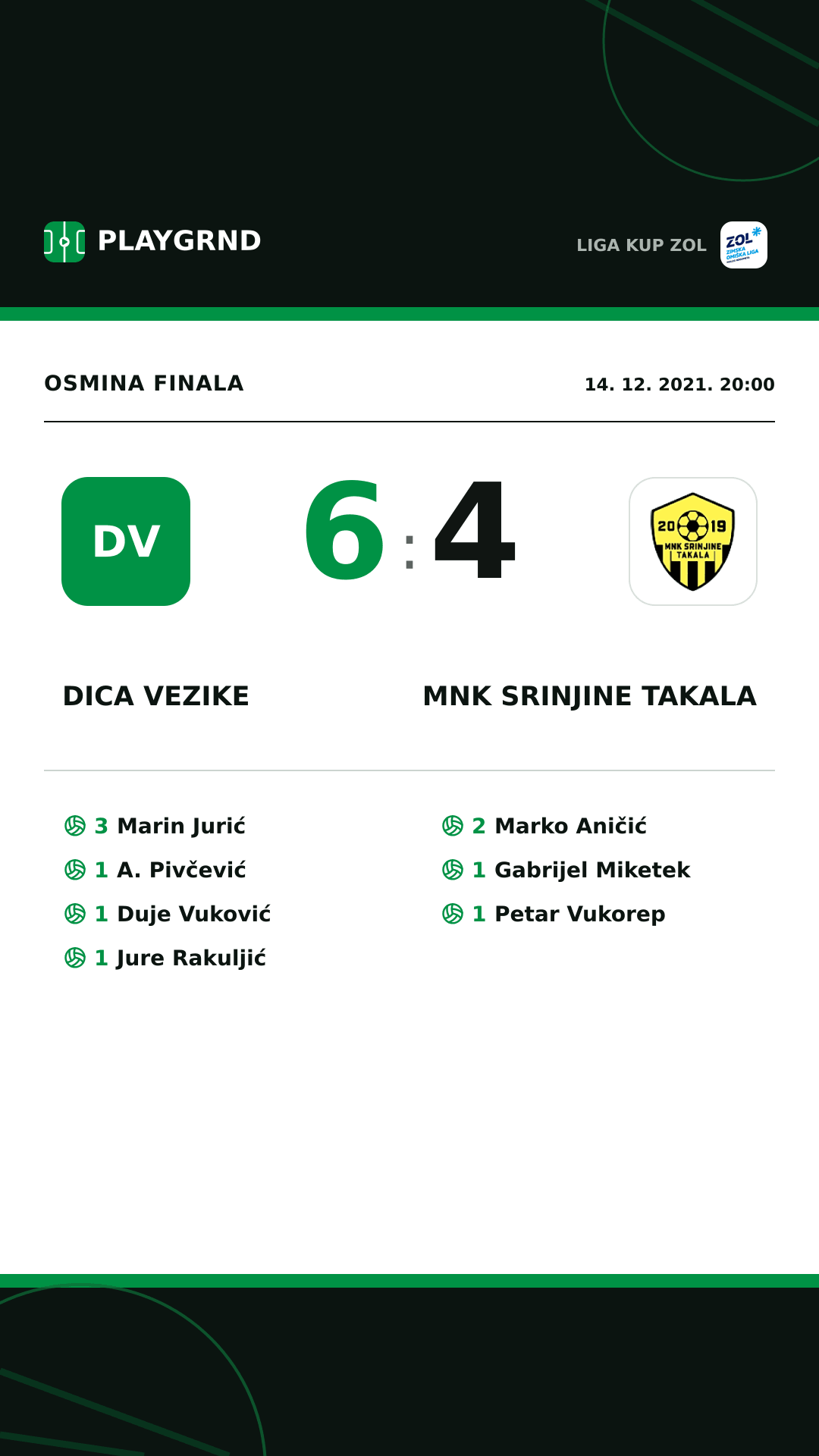 Instagram slika: Dica Vezike 6:4 MNK Srinjine Takala