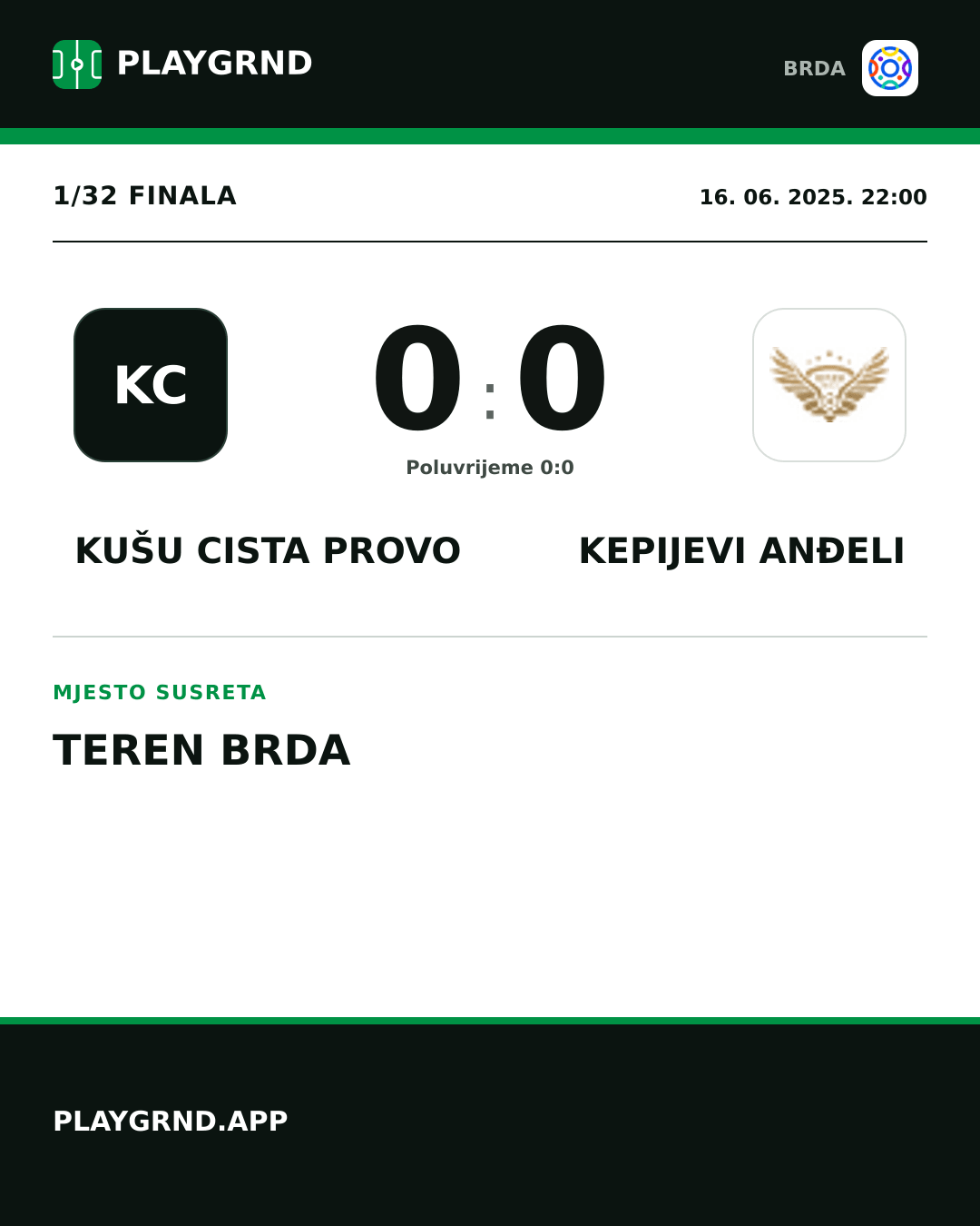 Instagram slika: KUŠU Cista Provo 0:0 Kepijevi Anđeli