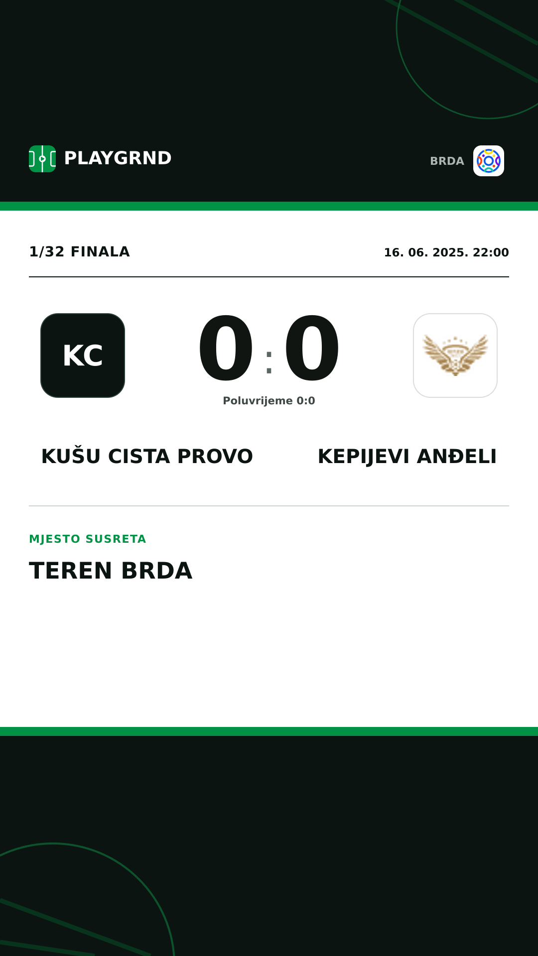 Instagram slika: KUŠU Cista Provo 0:0 Kepijevi Anđeli