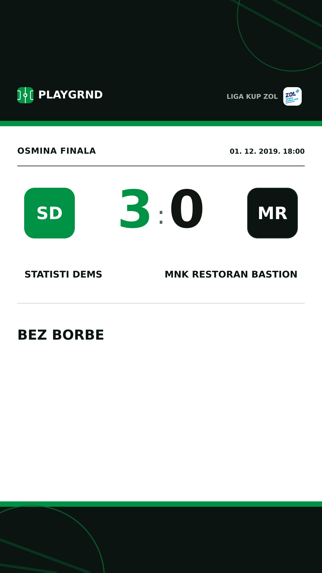 Instagram slika: STatisti DEMS 3:0 MNK Restoran Bastion