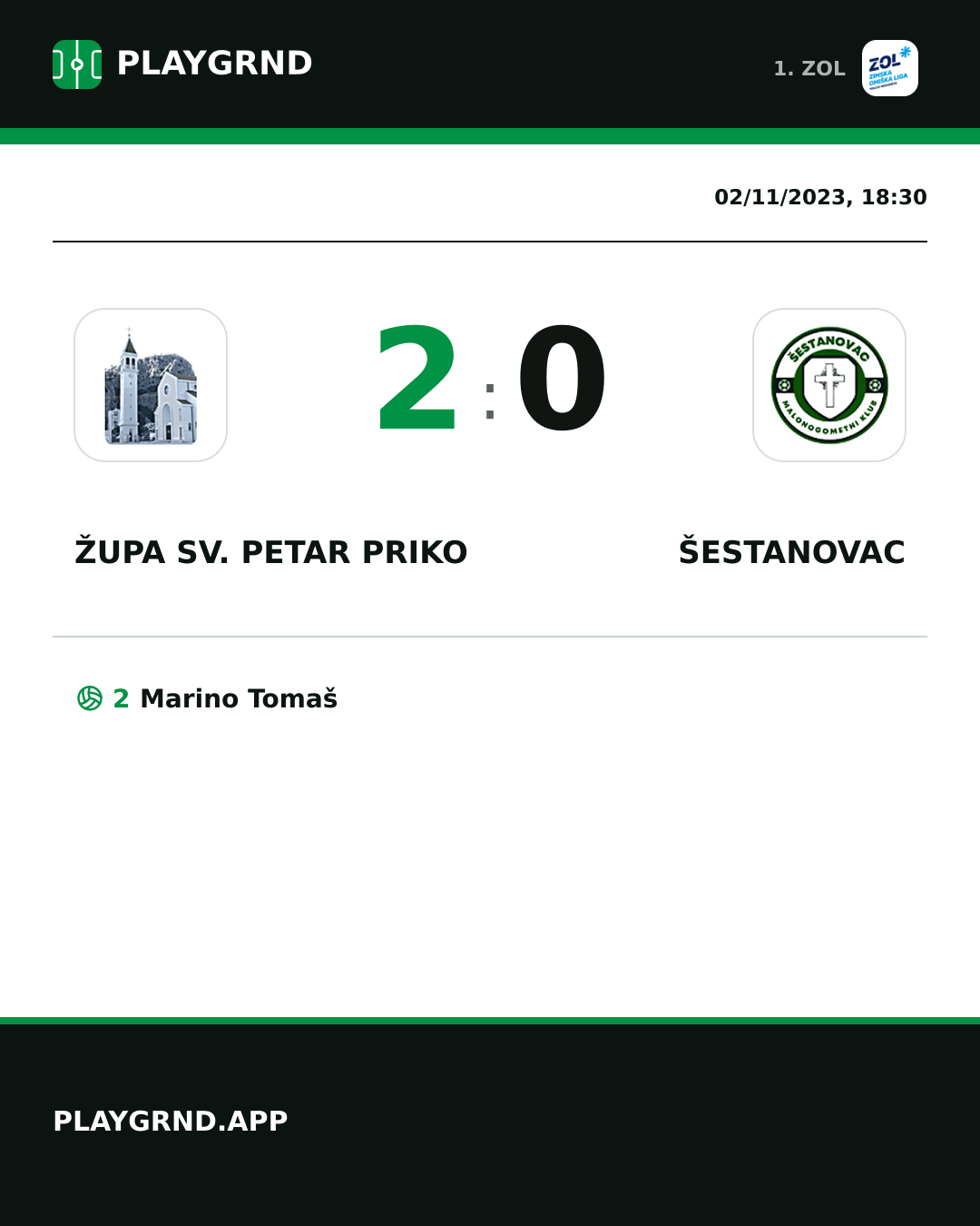 Instagram artwork: Župa Sv. Petar Priko 2:0 Šestanovac