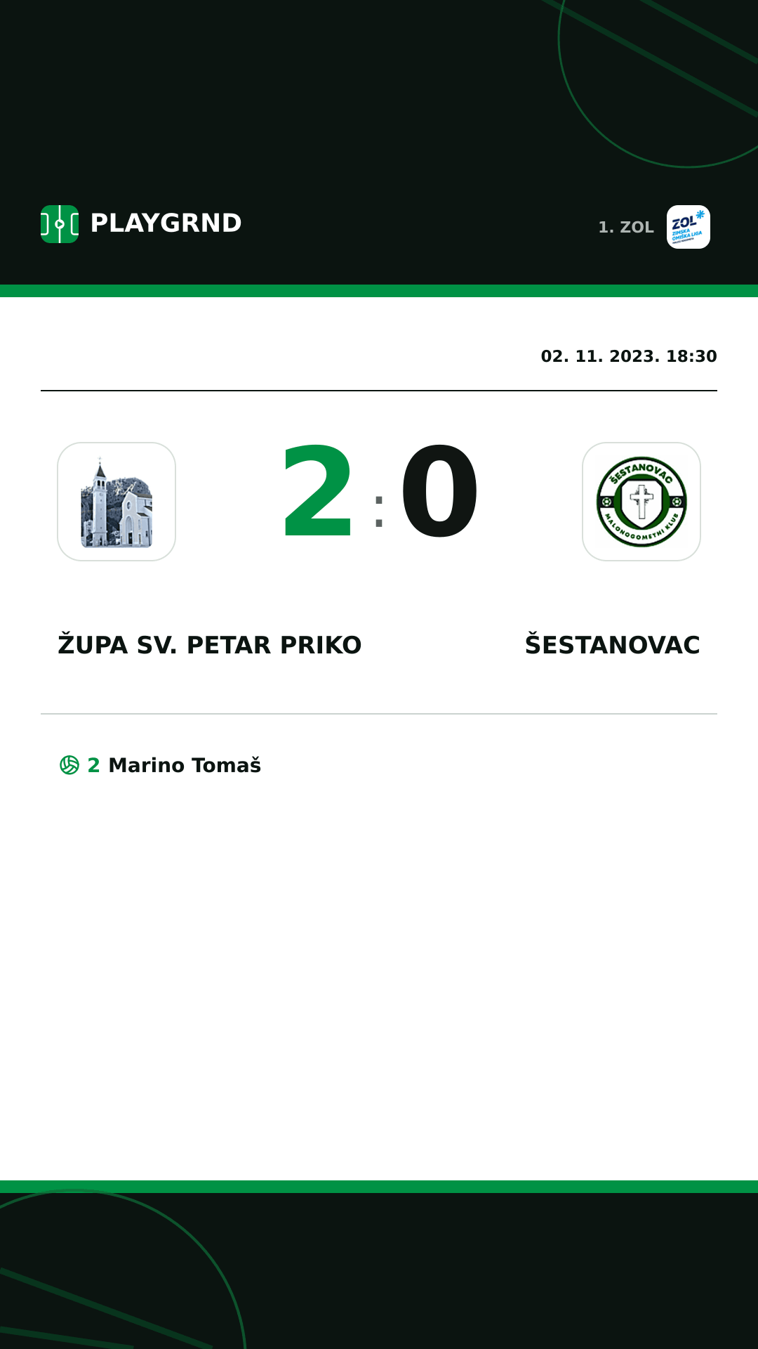 Instagram slika: Župa Sv. Petar Priko 2:0 Šestanovac