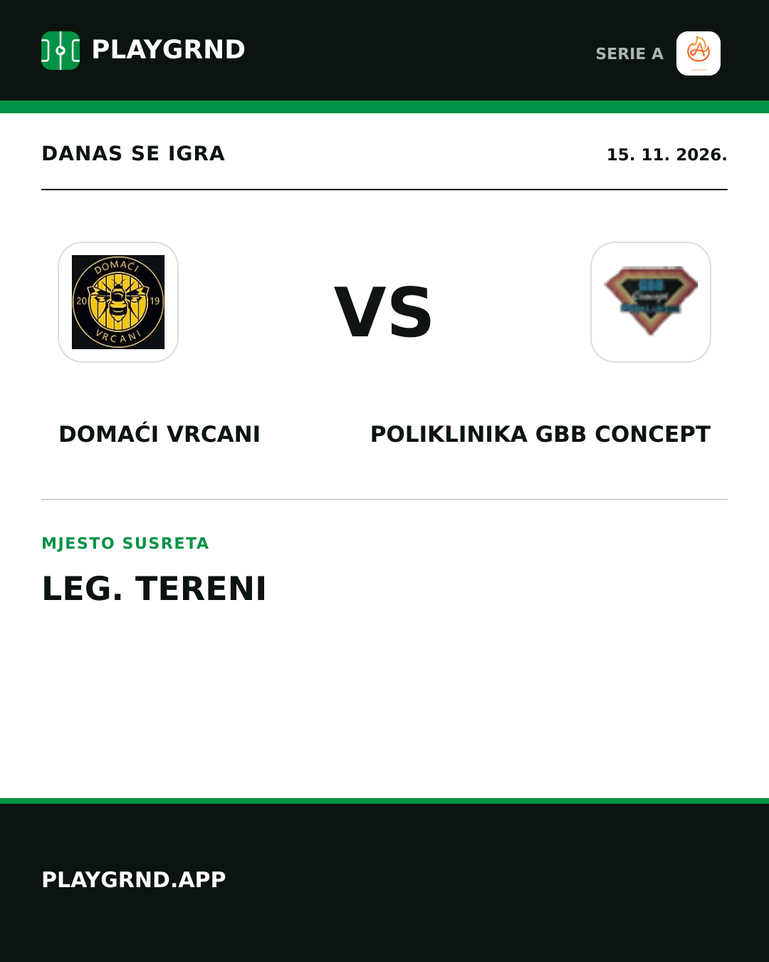 Instagram slika: Domaći Vrcani vs Poliklinika Gbb Concept