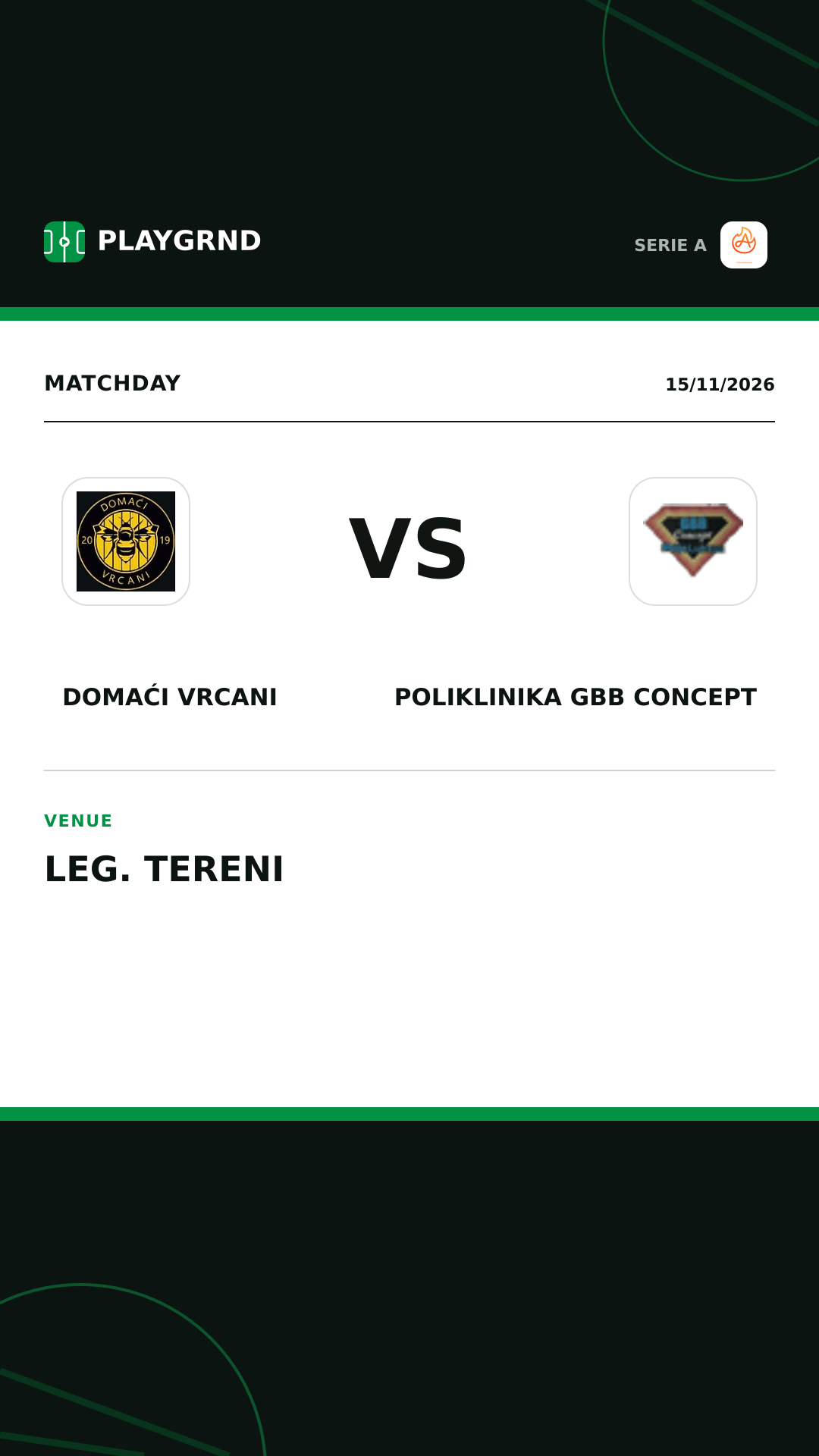 Instagram artwork: Domaći Vrcani vs Poliklinika Gbb Concept
