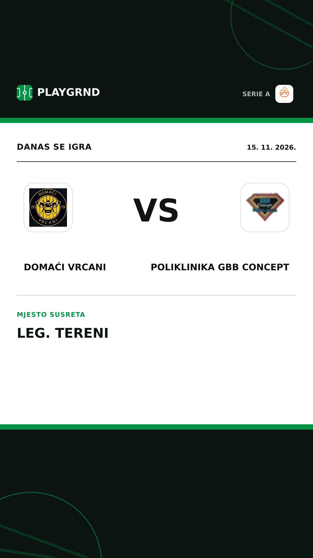 Instagram slika: Domaći Vrcani vs Poliklinika Gbb Concept