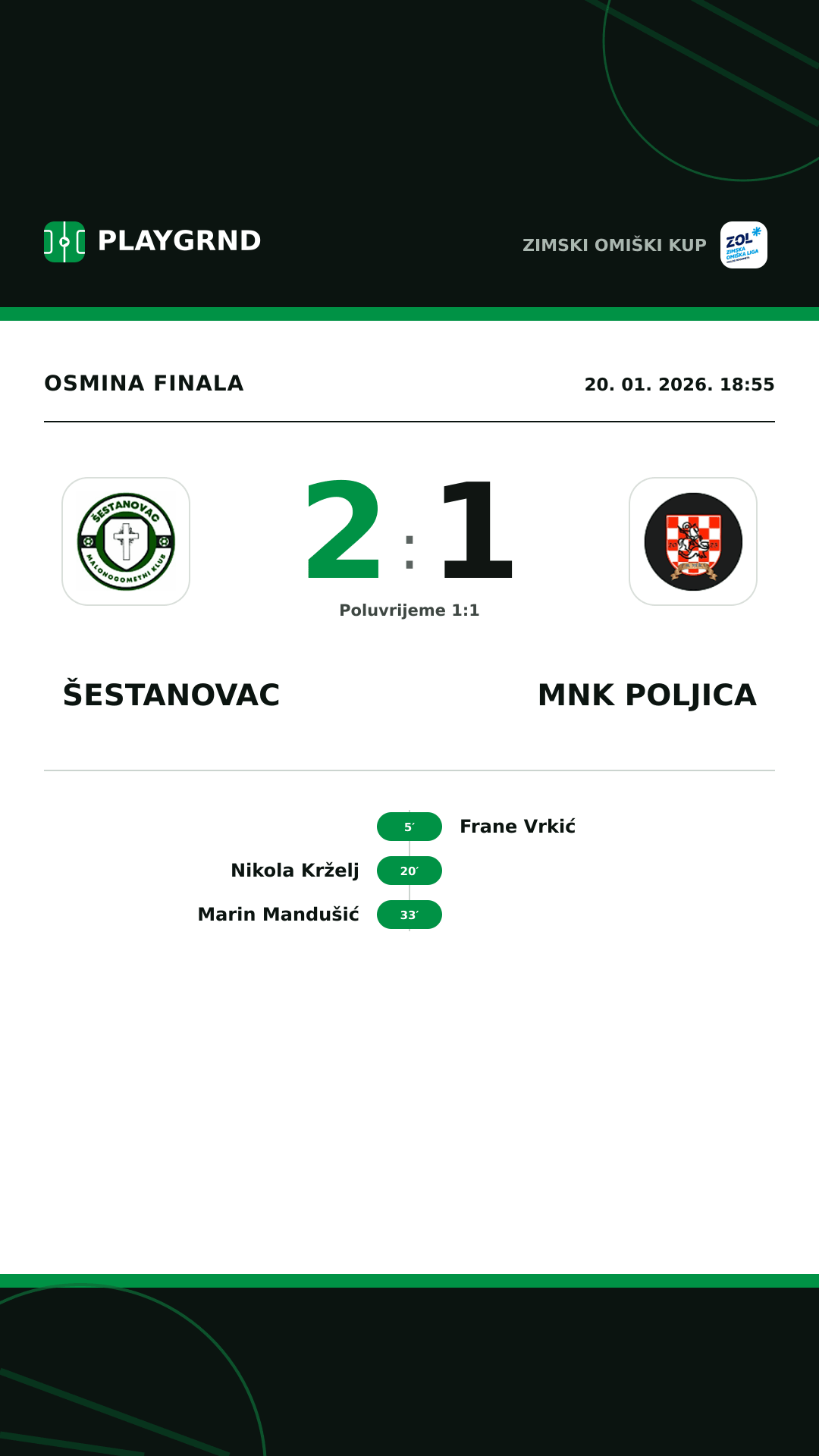 Instagram slika: Šestanovac 2:1 MNK Poljica