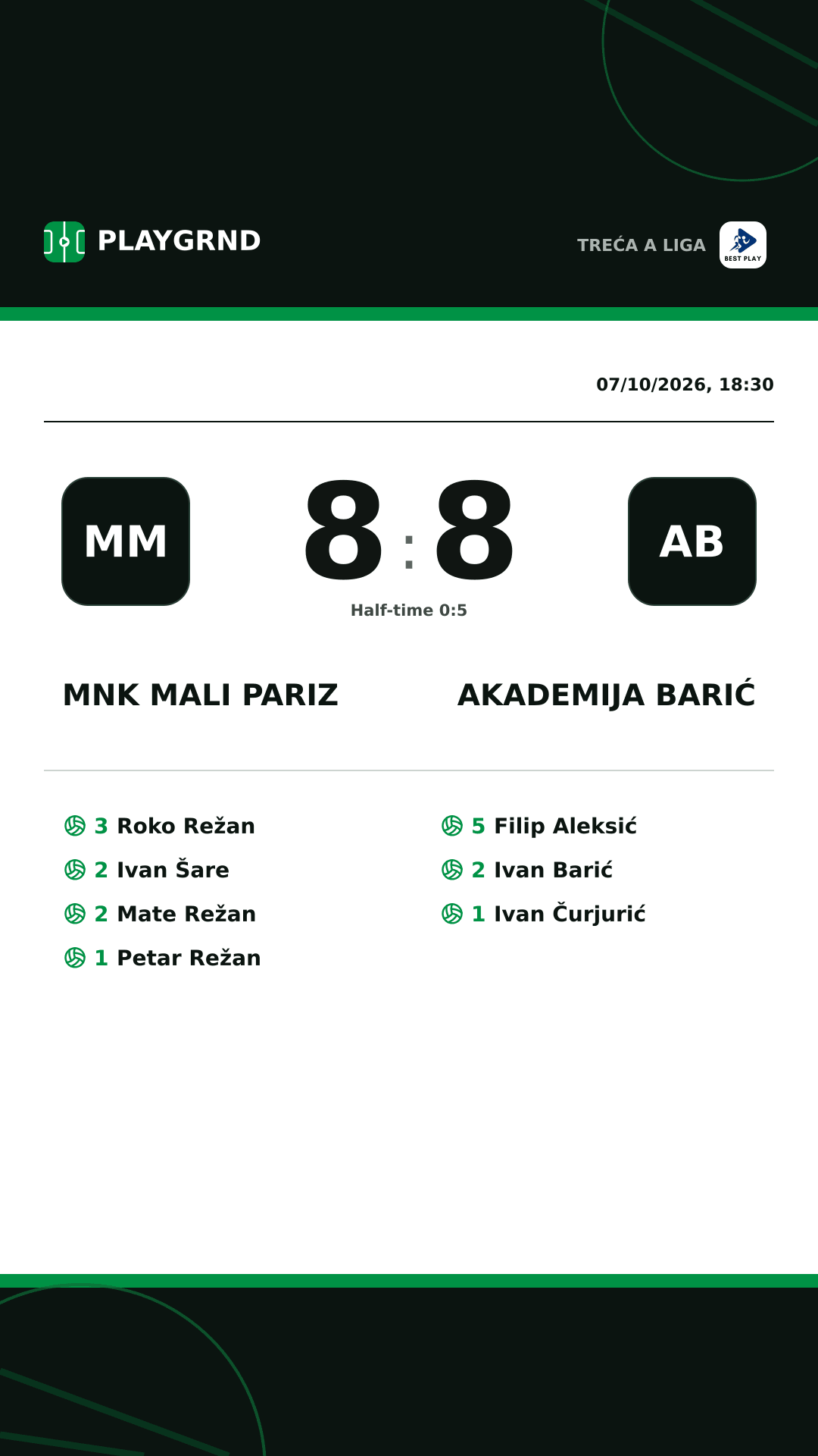 Instagram artwork: MNK Mali Pariz 8:8 Akademija Barić