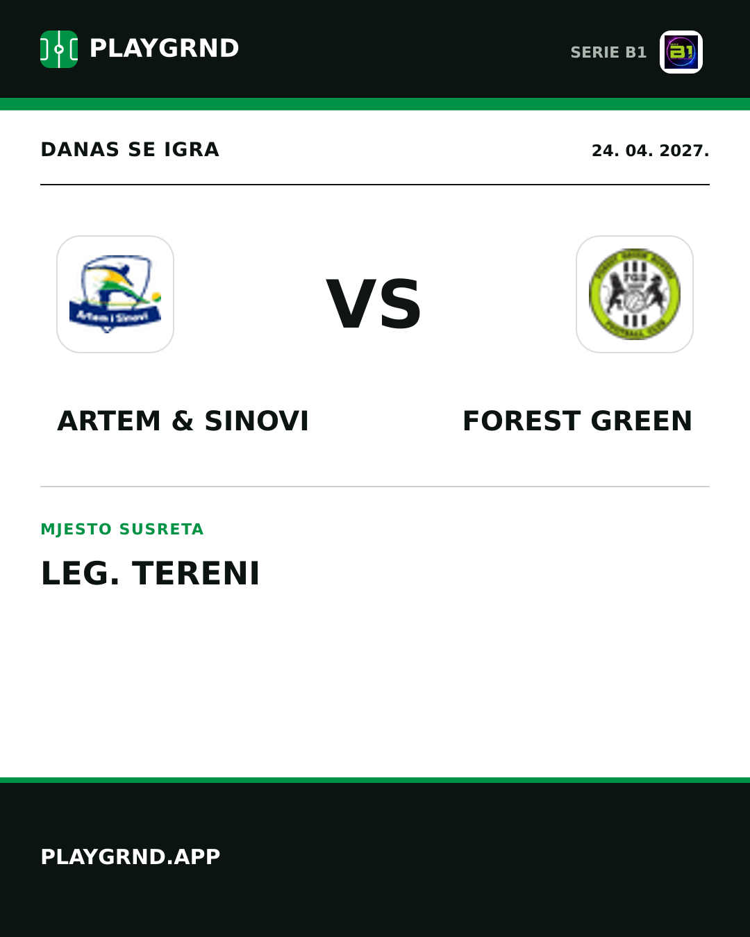 Instagram slika: Artem & Sinovi vs Forest Green