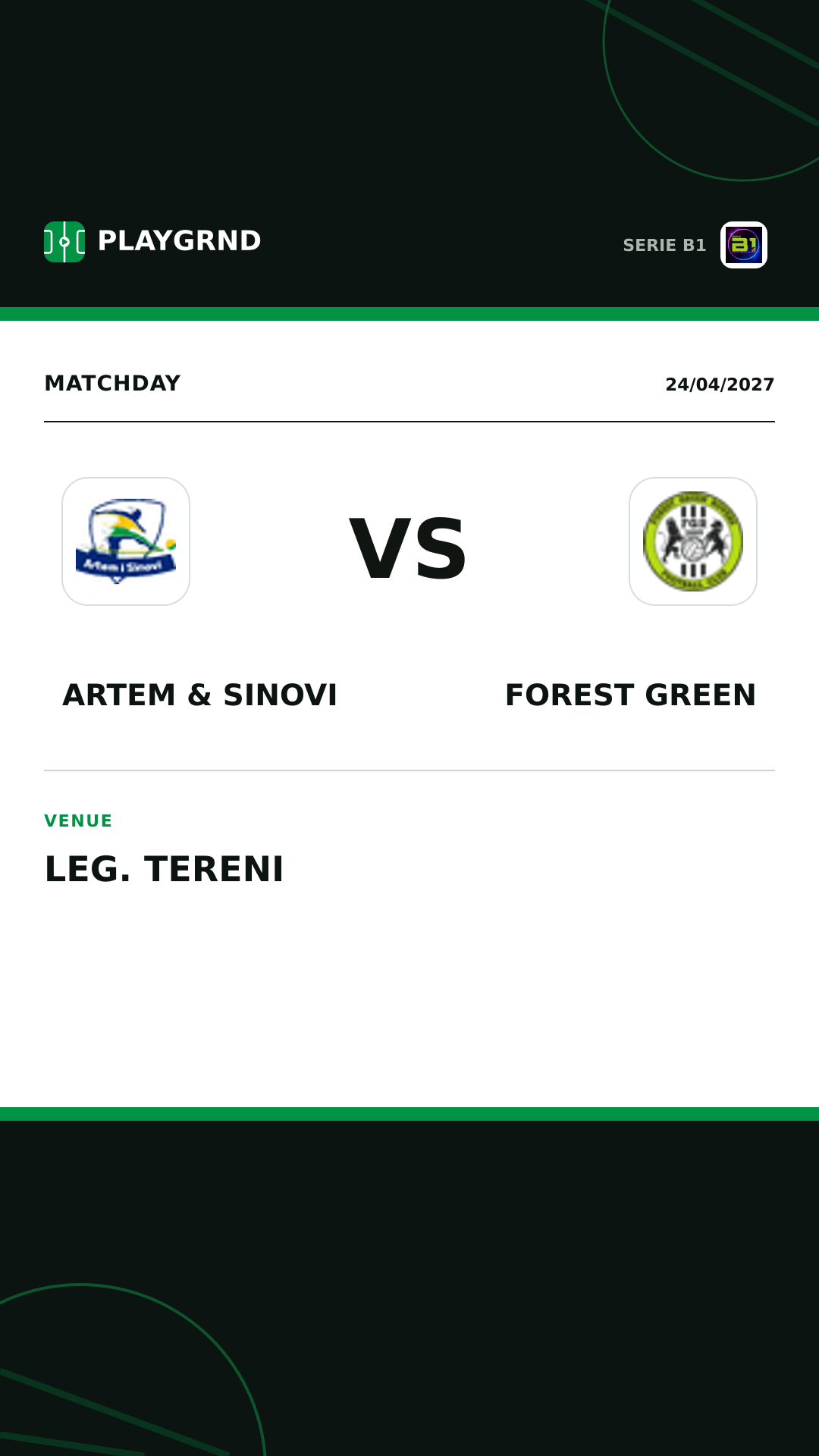 Instagram artwork: Artem & Sinovi vs Forest Green