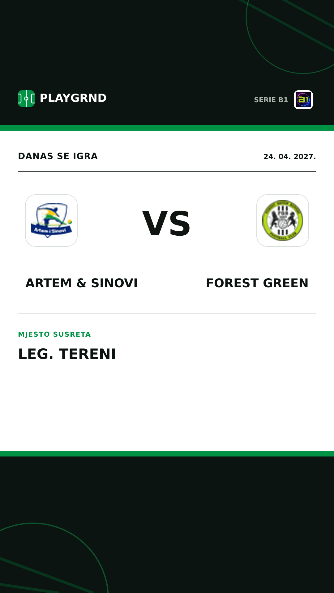 Instagram slika: Artem & Sinovi vs Forest Green