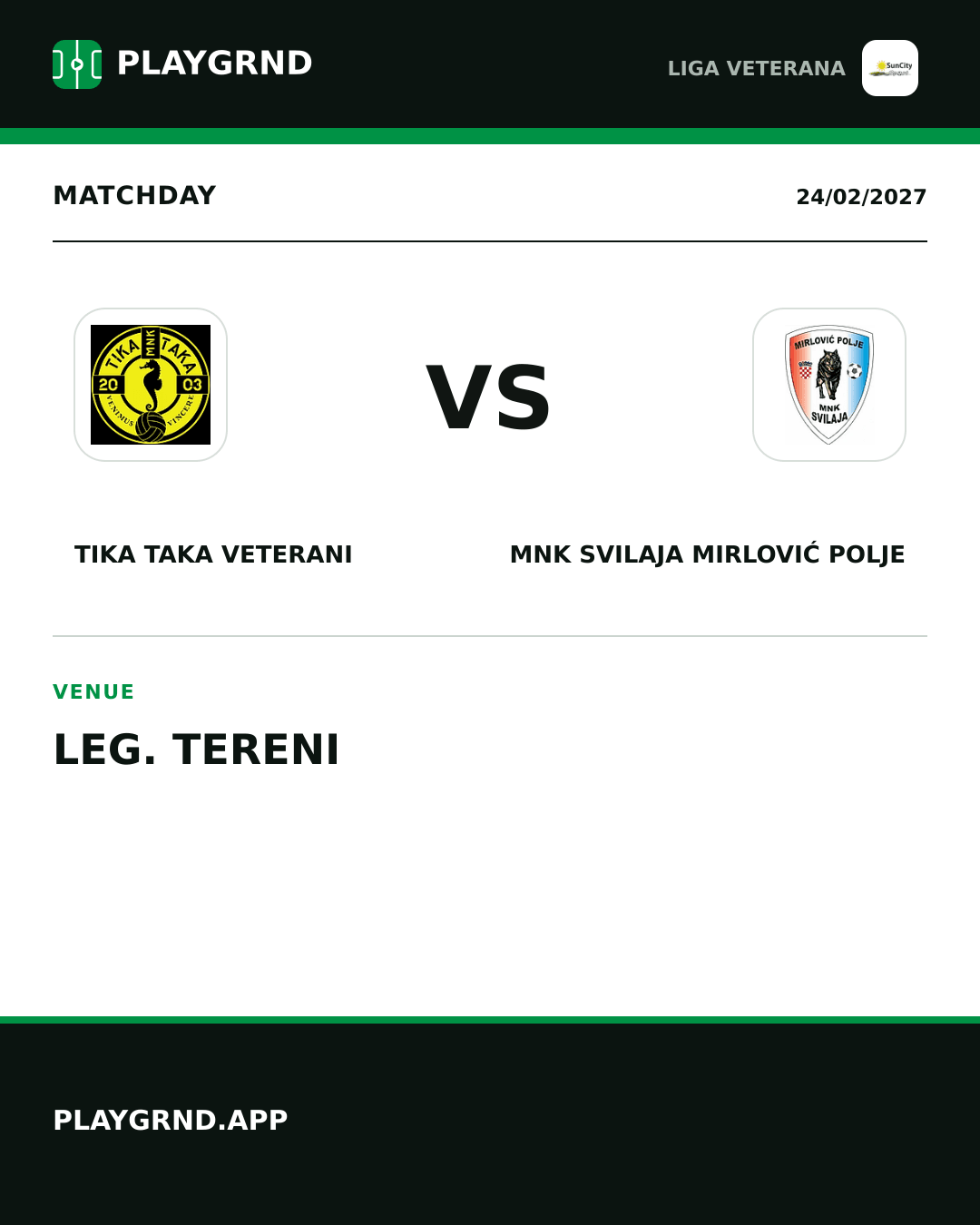 Instagram artwork: Tika Taka Veterani vs MNK Svilaja Mirlović Polje