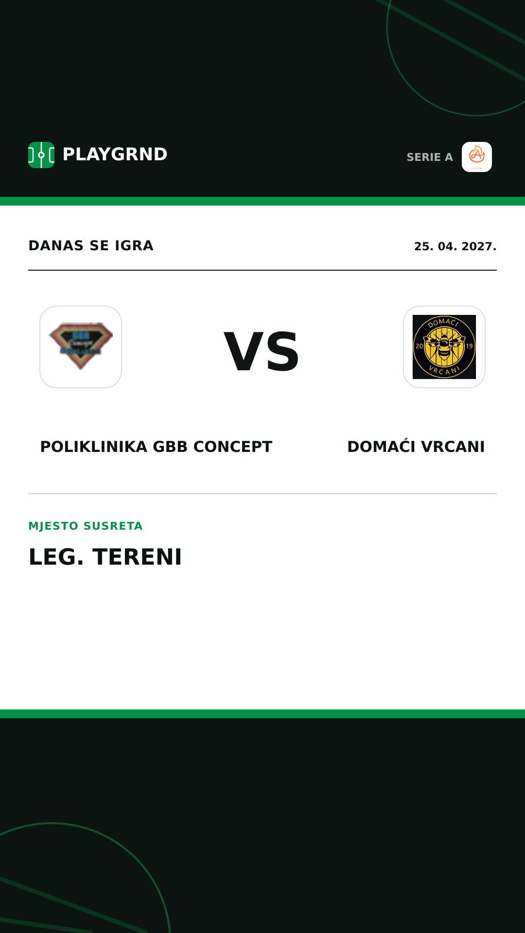 Instagram slika: Poliklinika Gbb Concept vs Domaći Vrcani