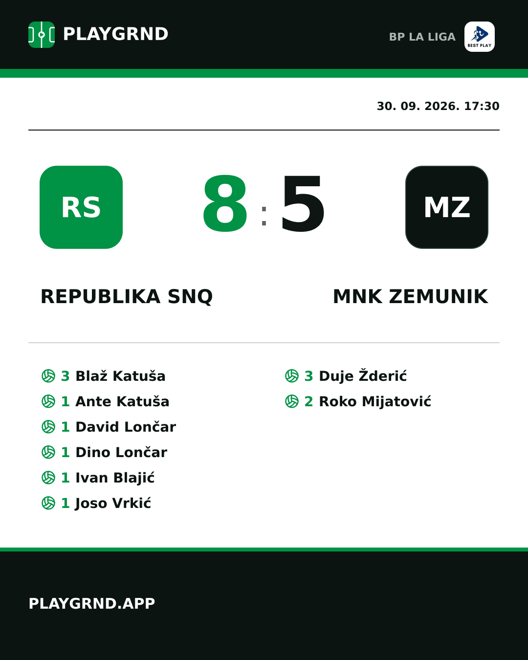 Instagram slika: Republika SNQ 8:5 MNK Zemunik