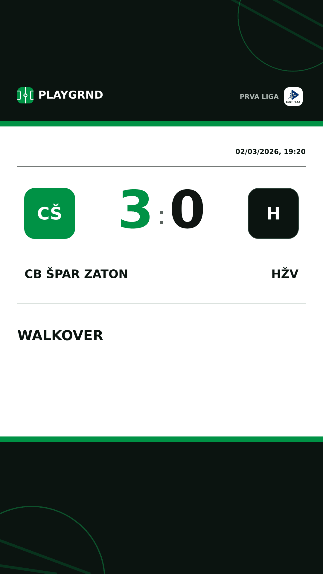 Instagram artwork: CB Špar Zaton 3:0 HŽV