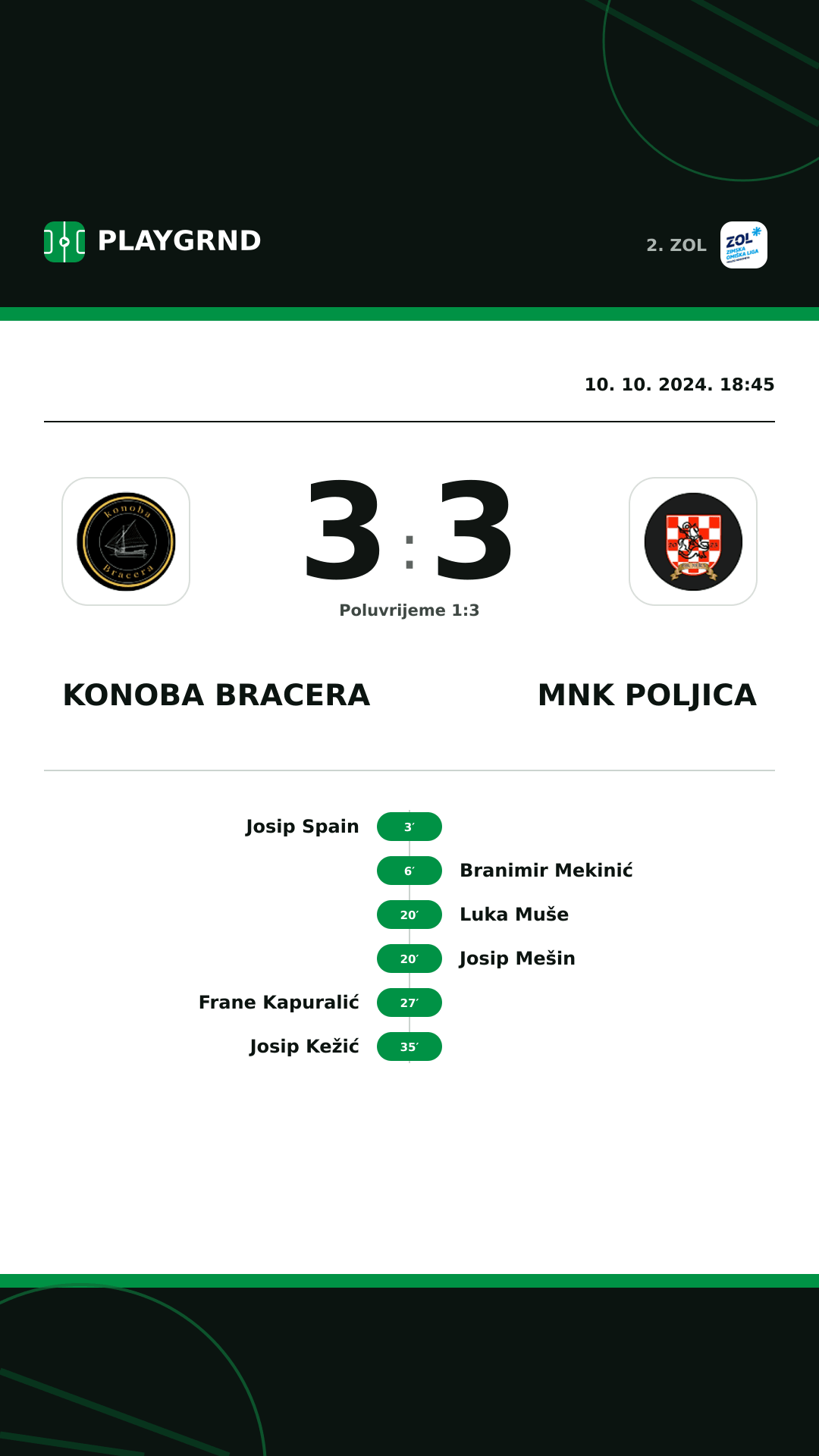 Instagram slika: Konoba Bracera 3:3 MNK Poljica