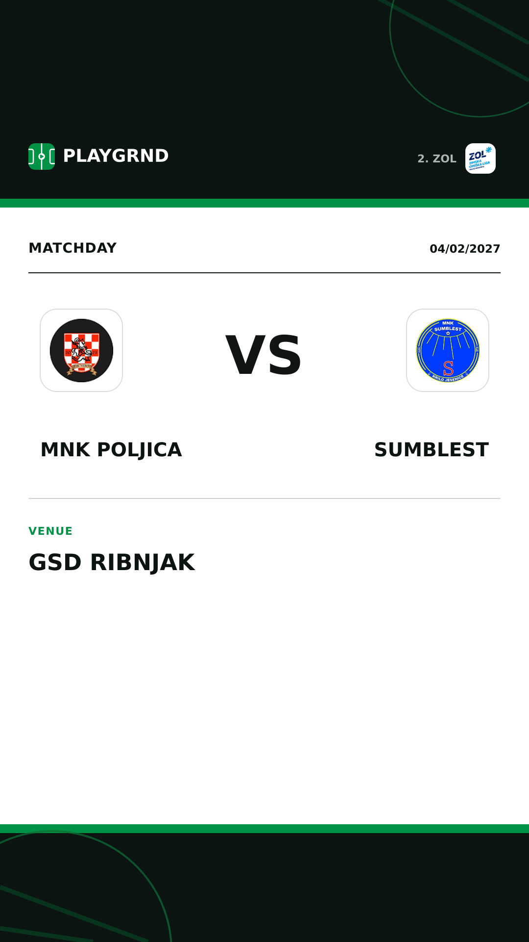 Instagram artwork: MNK Poljica vs Sumblest