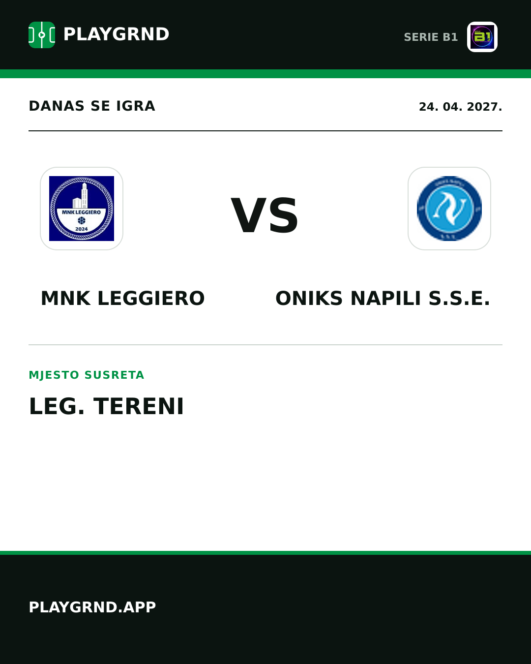 Instagram slika: MNK Leggiero vs Oniks Napili S.S.E.