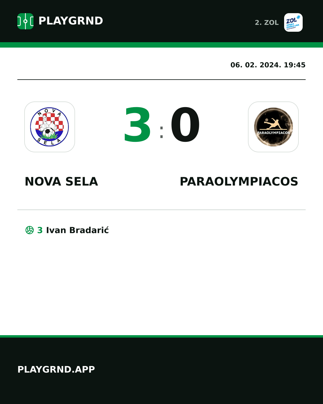 Instagram slika: Nova Sela 3:0 Paraolympiacos