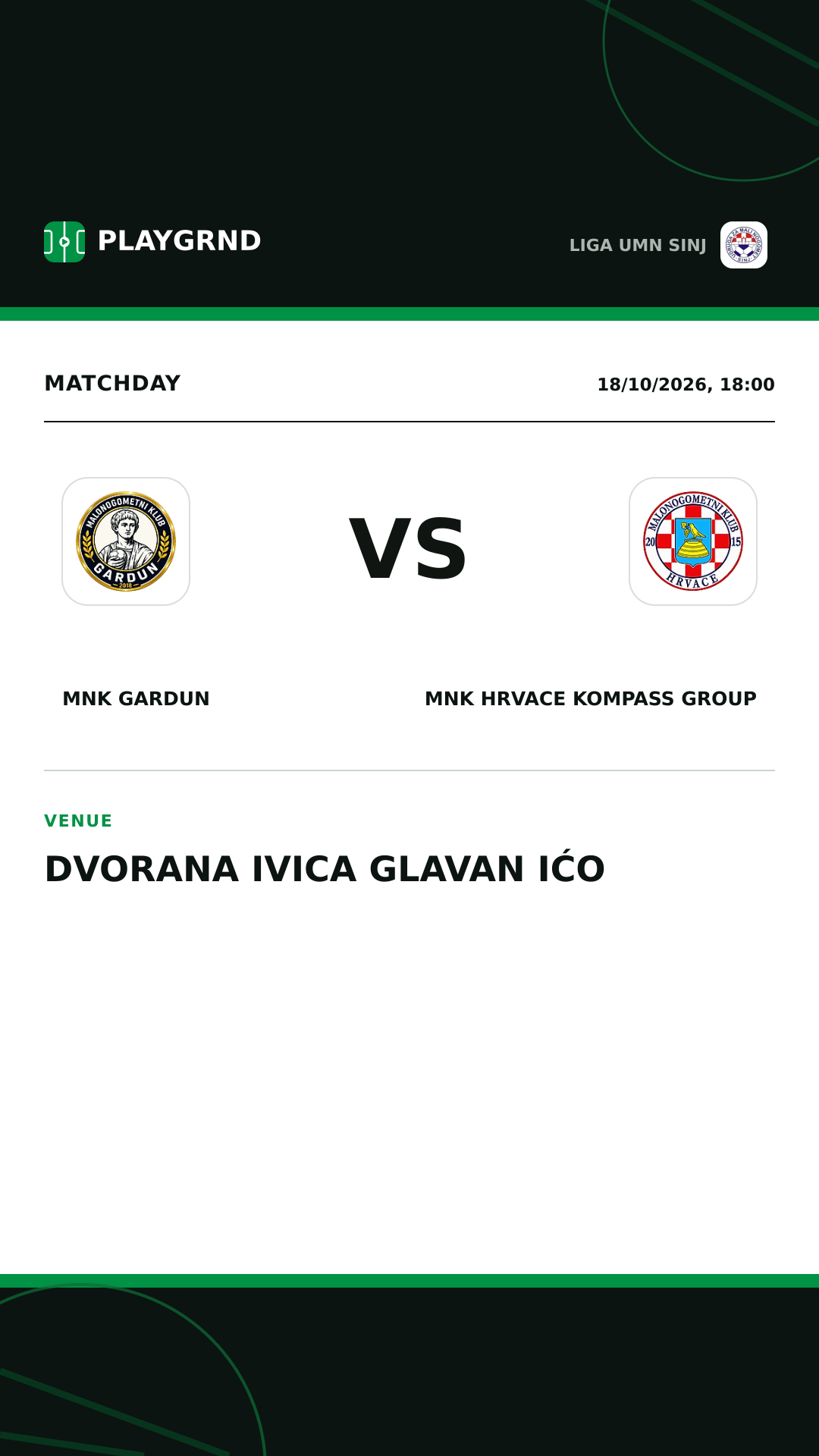 Instagram artwork: MNK Gardun vs MNK Hrvace Kompass Group