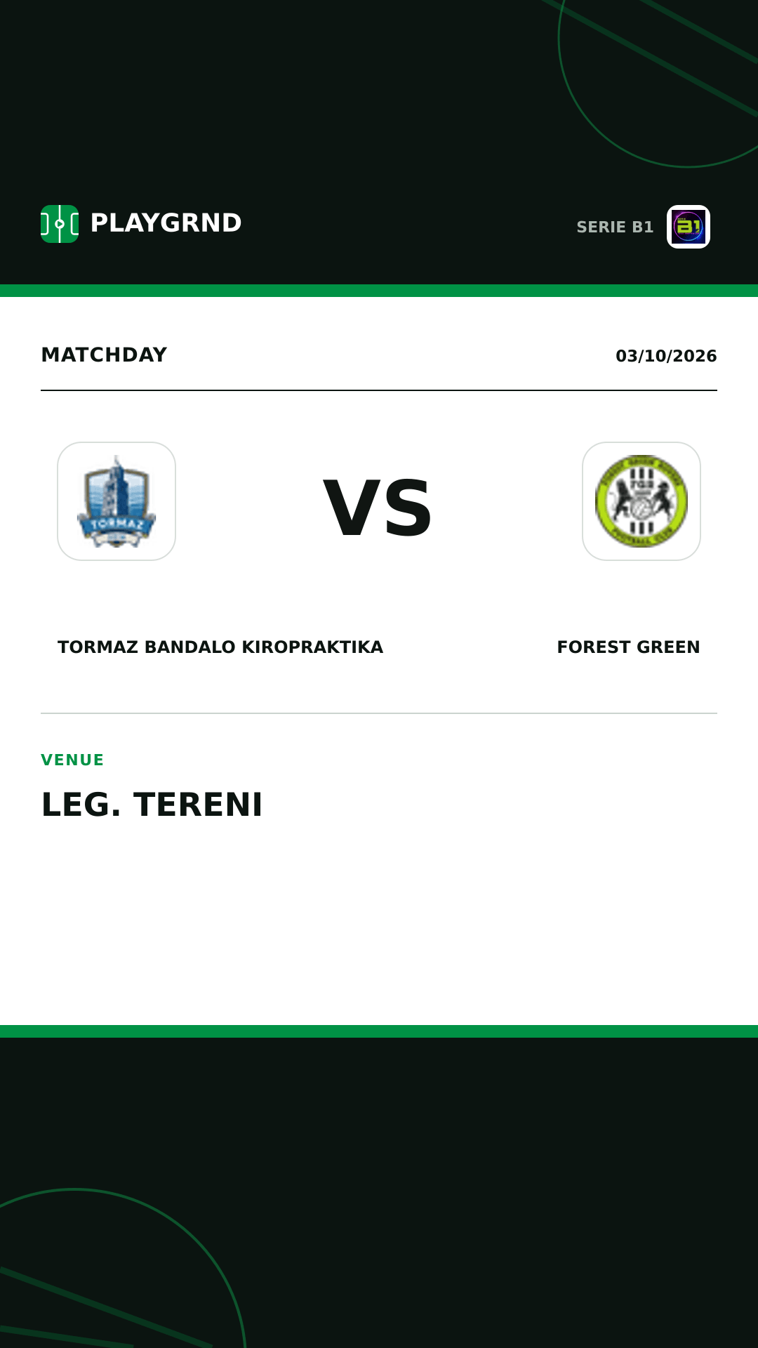 Instagram artwork: Tormaz Bandalo Kiropraktika vs Forest Green