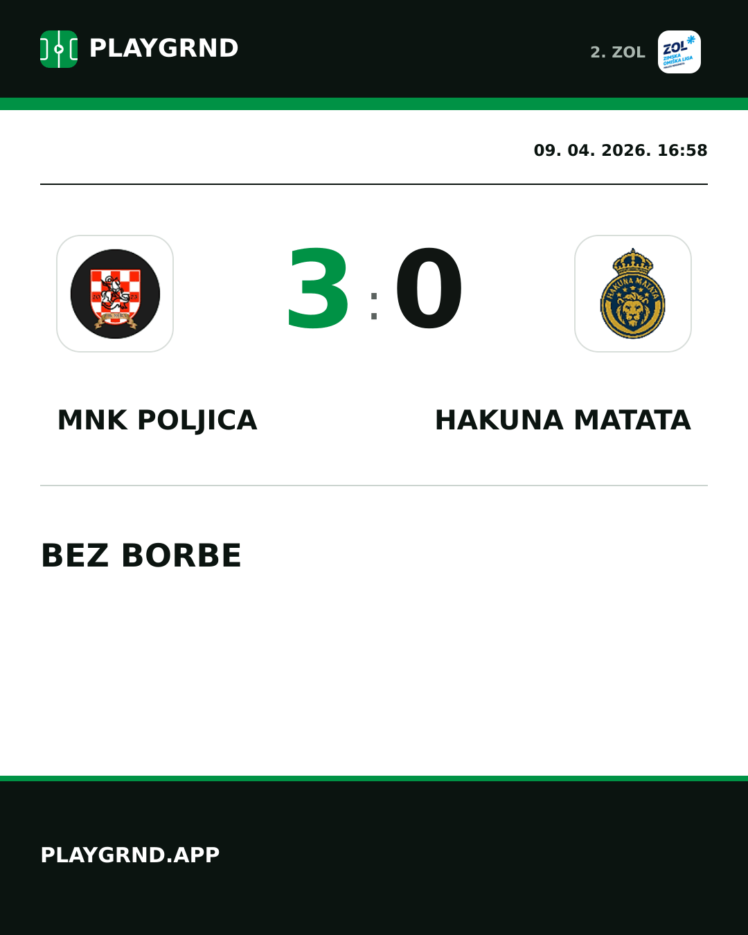 Instagram slika: MNK Poljica 3:0 Hakuna Matata