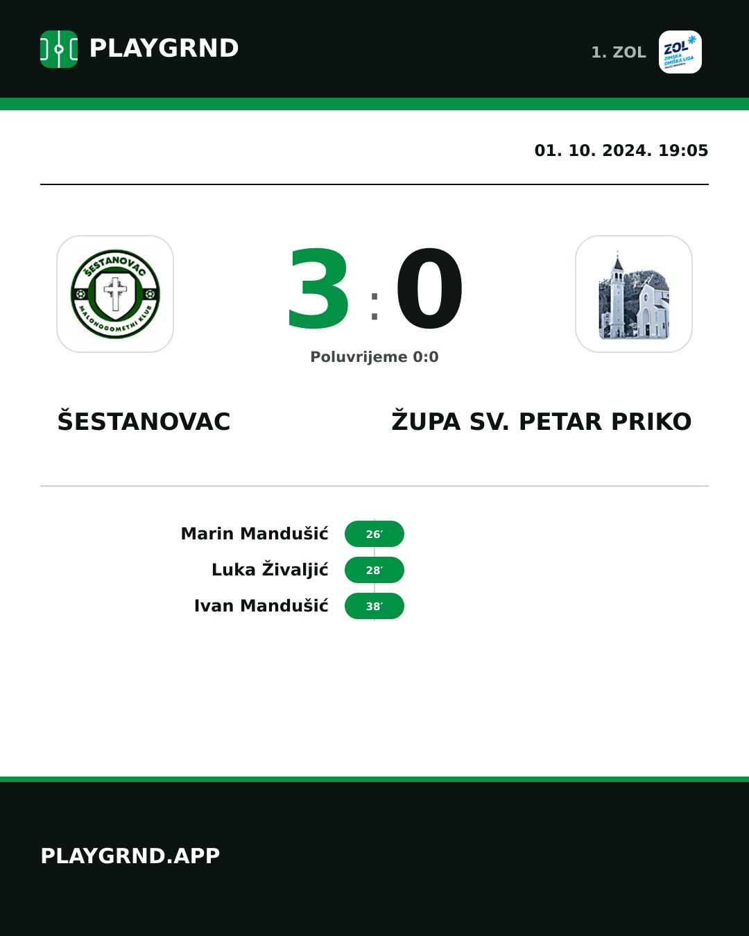 Instagram slika: Šestanovac 3:0 Župa Sv. Petar Priko
