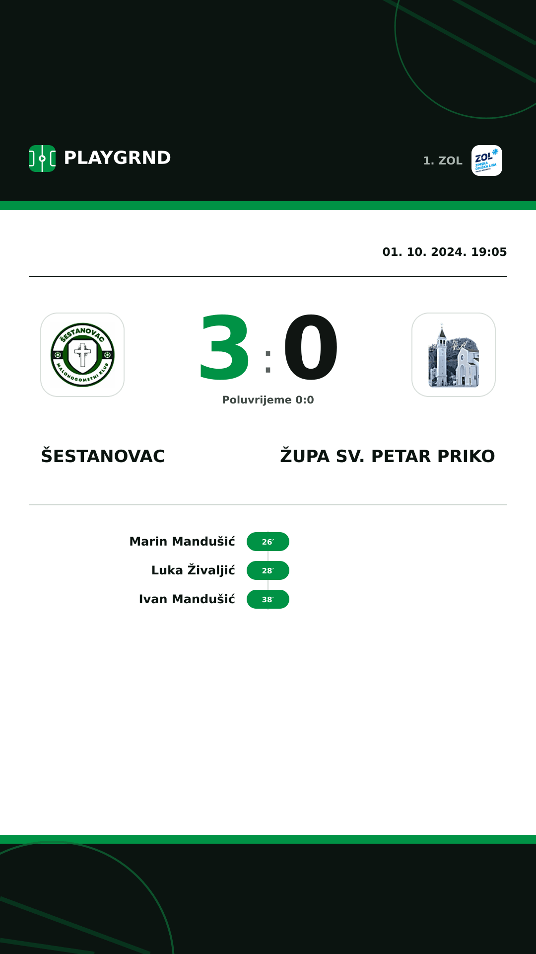 Instagram slika: Šestanovac 3:0 Župa Sv. Petar Priko