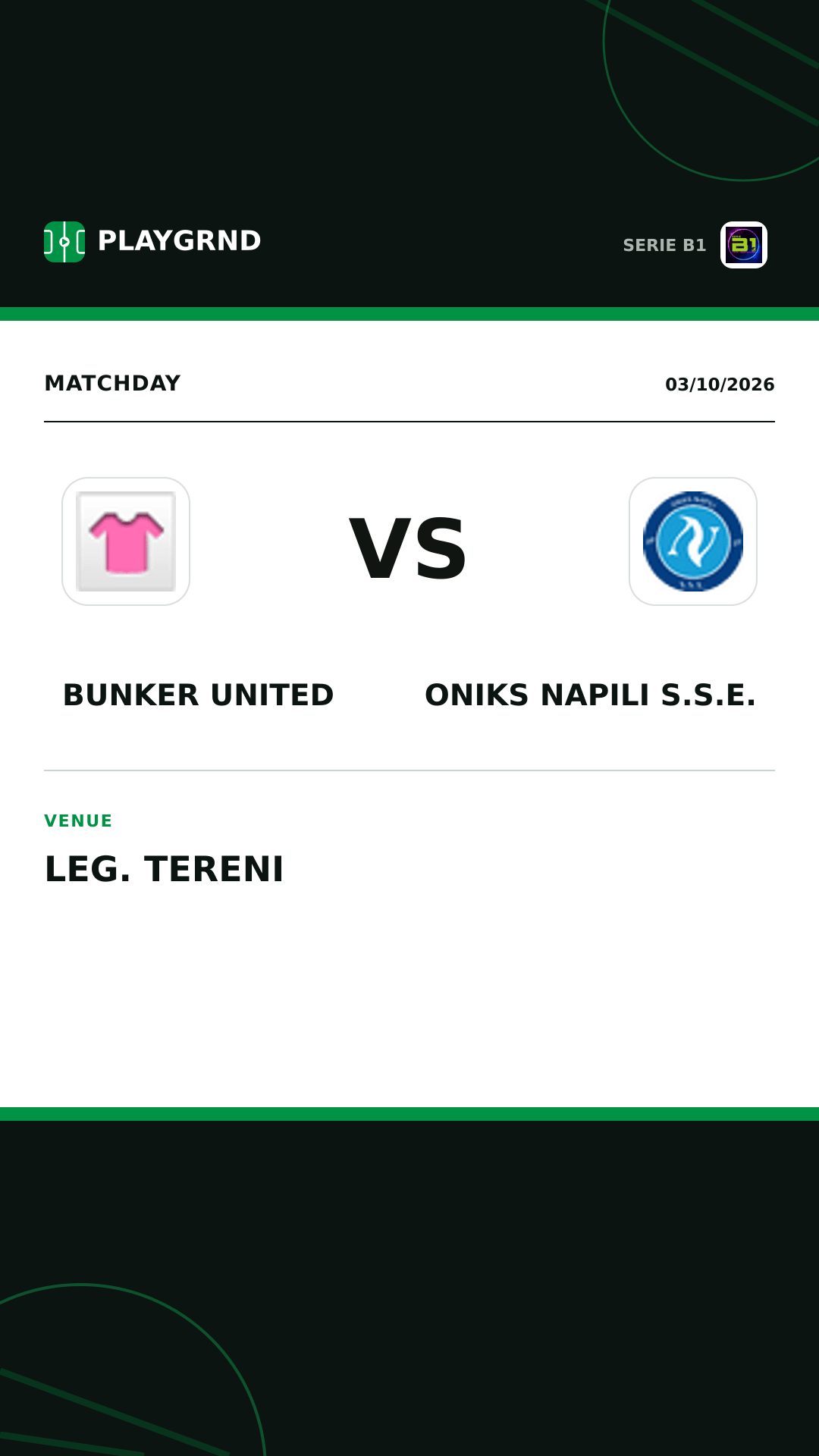 Instagram artwork: Bunker United vs Oniks Napili S.S.E.