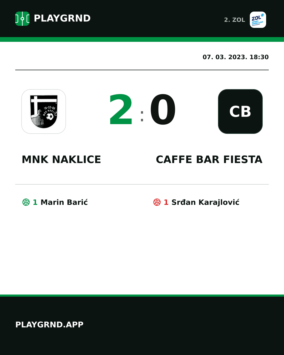 Instagram slika: MNK Naklice 2:0 Caffe bar Fiesta
