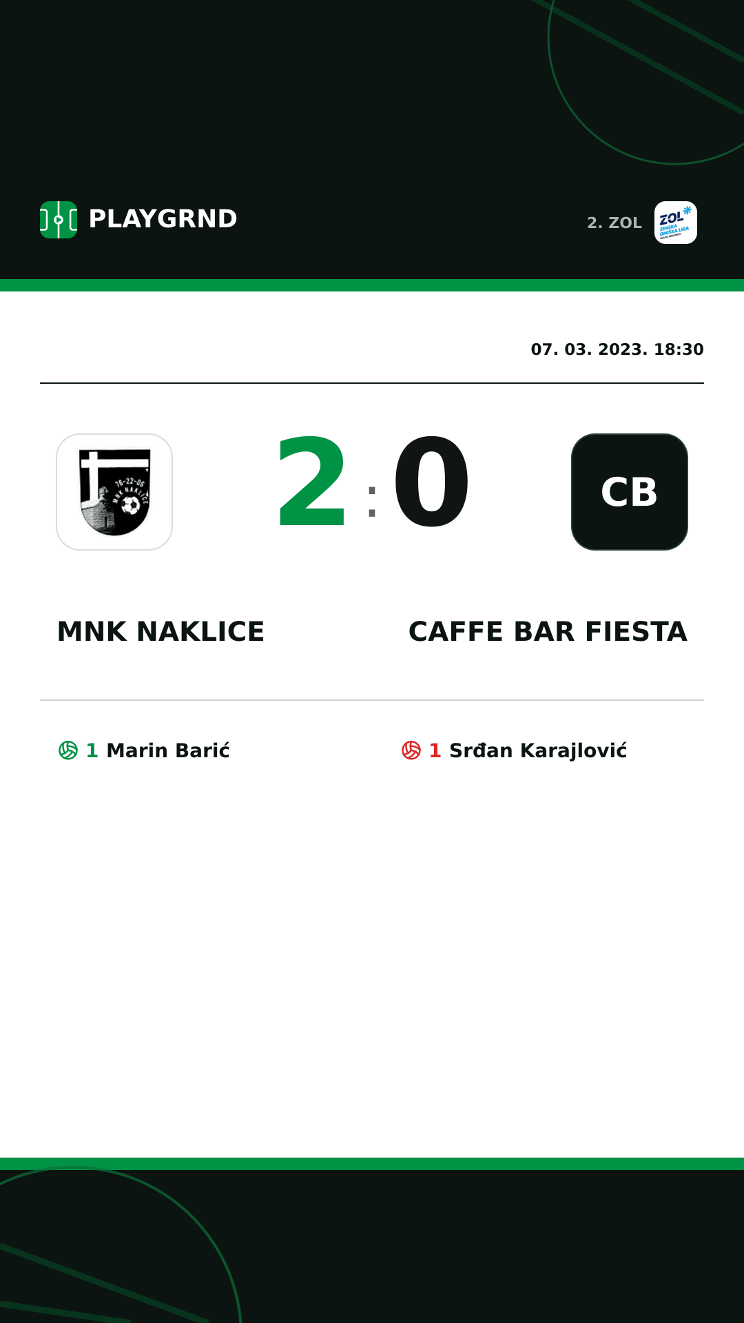 Instagram slika: MNK Naklice 2:0 Caffe bar Fiesta