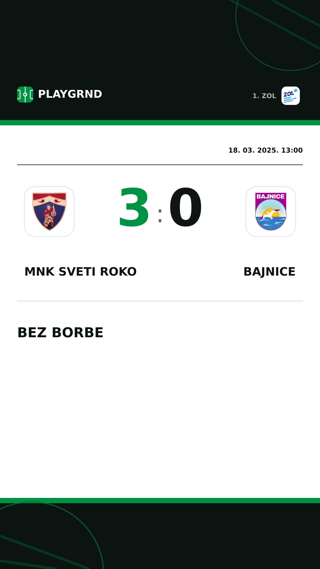 Instagram slika: MNK Sveti Roko 3:0 Bajnice