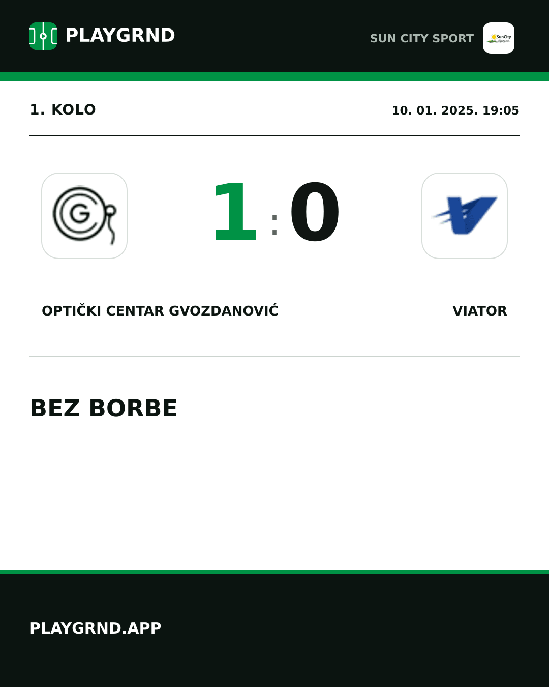 Instagram slika: Optički Centar Gvozdanović 1:0 Viator