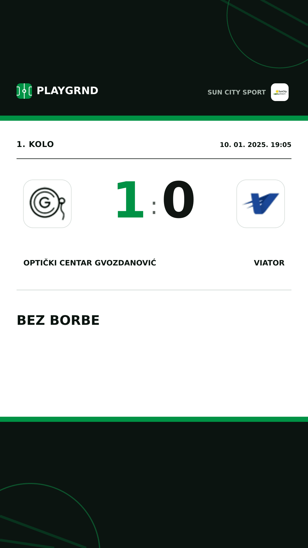 Instagram slika: Optički Centar Gvozdanović 1:0 Viator