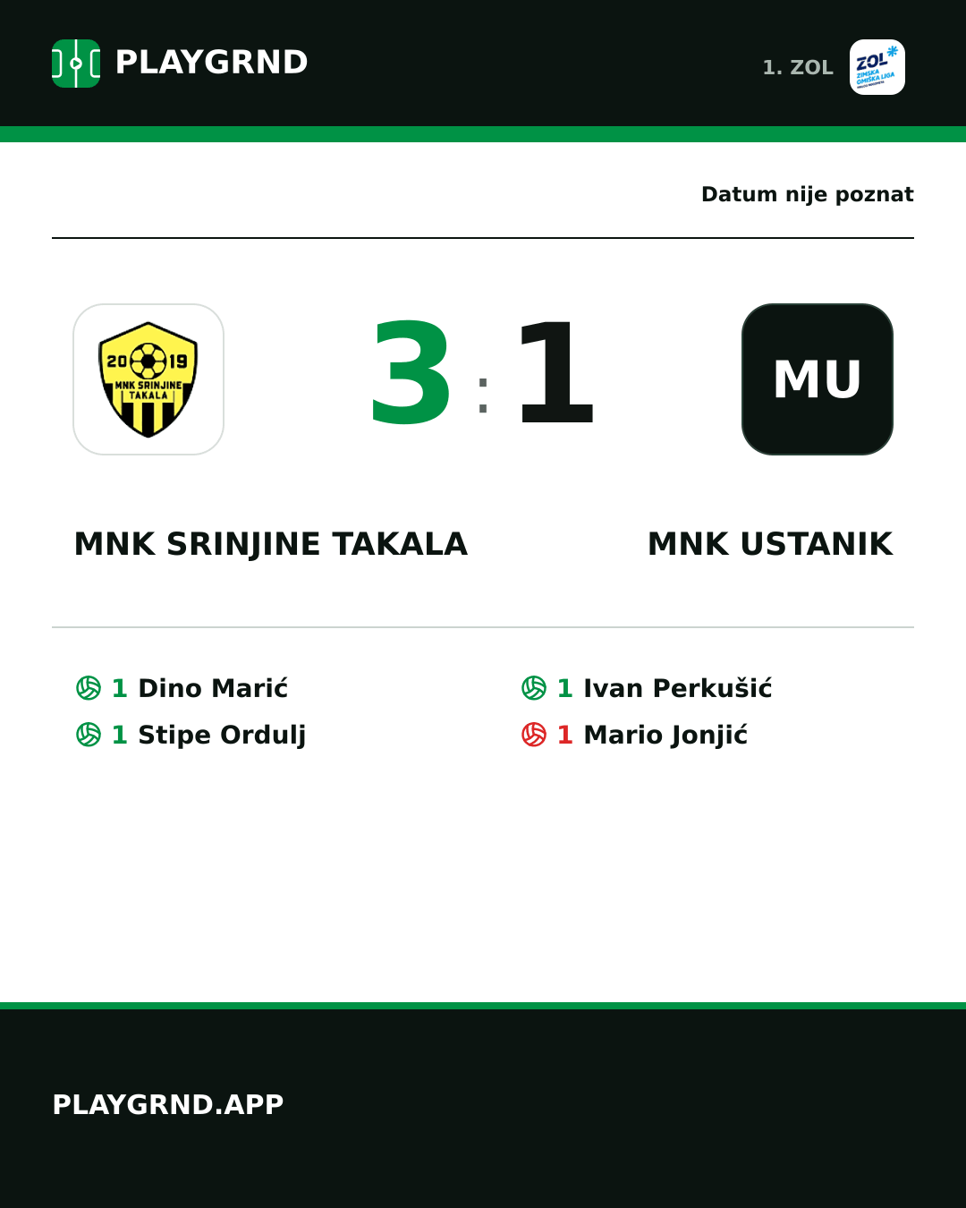 Instagram slika: MNK Srinjine Takala 3:1 MNK Ustanik