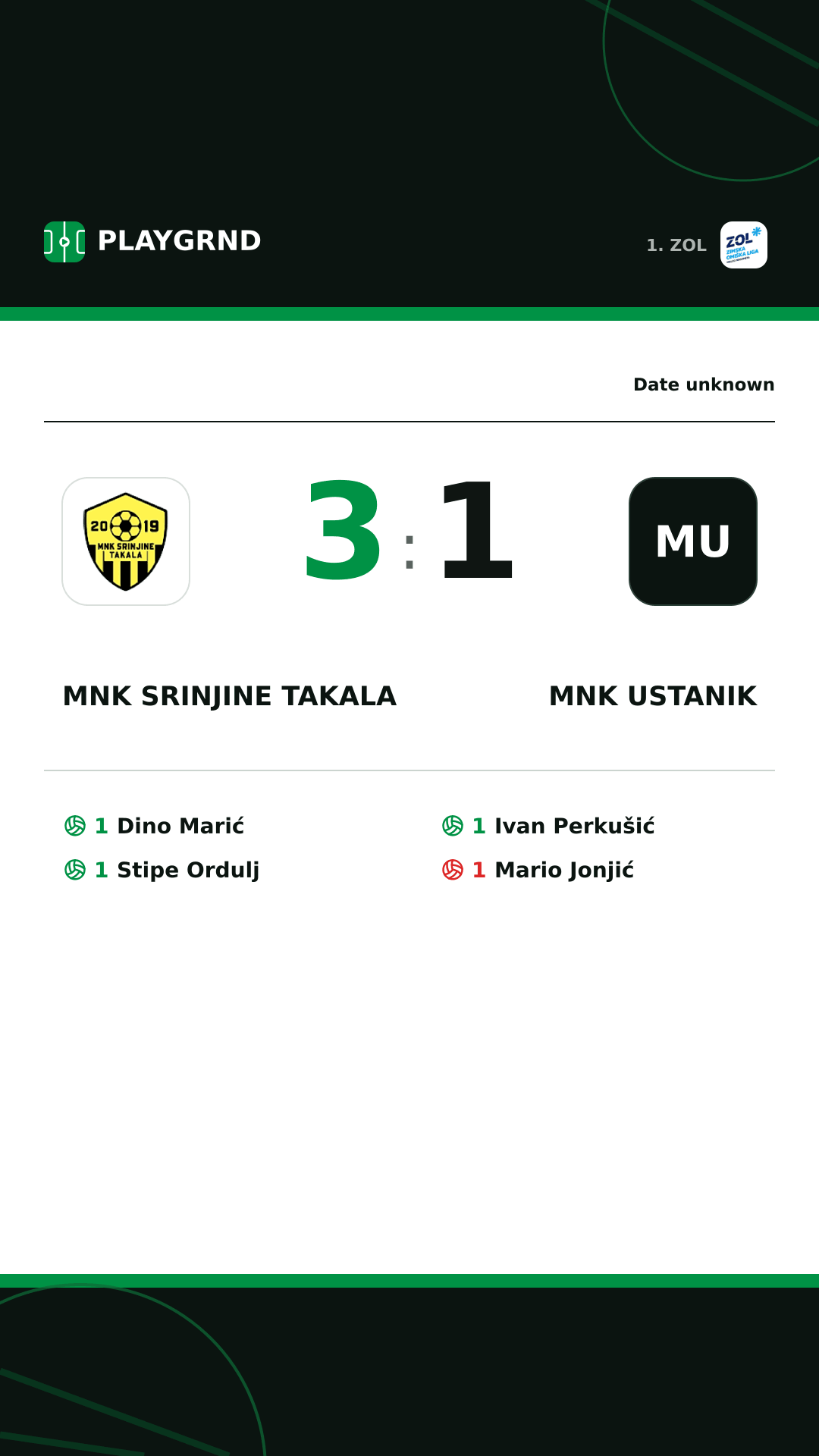 Instagram artwork: MNK Srinjine Takala 3:1 MNK Ustanik