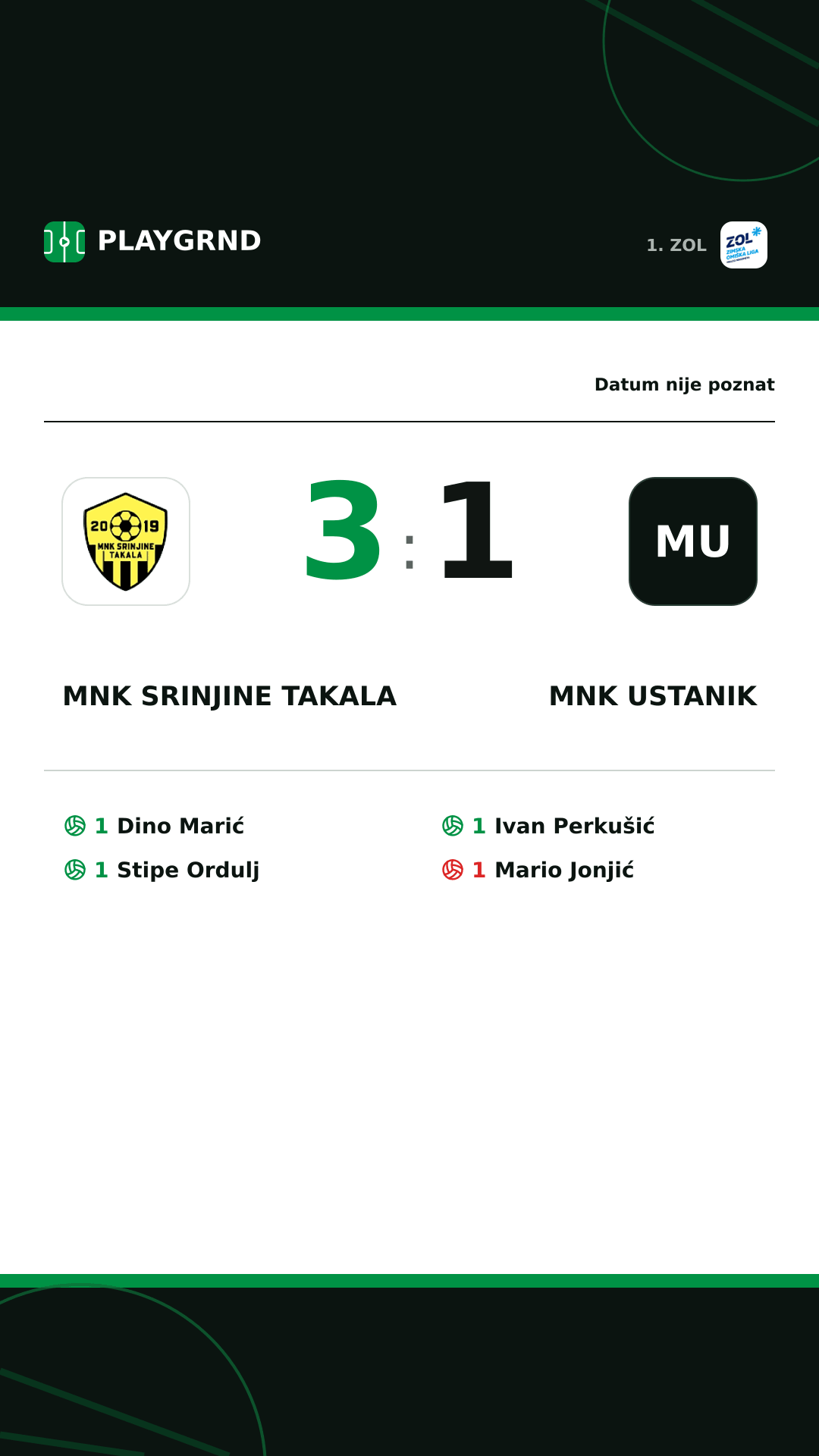 Instagram slika: MNK Srinjine Takala 3:1 MNK Ustanik