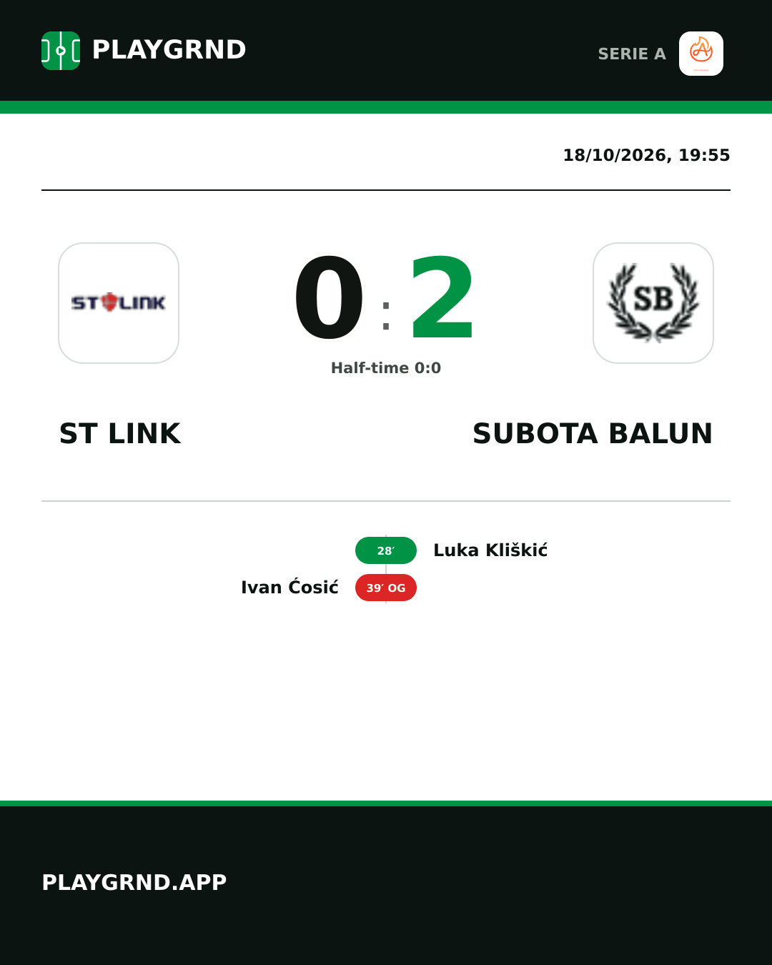 Instagram artwork: ST Link 0:2 Subota Balun