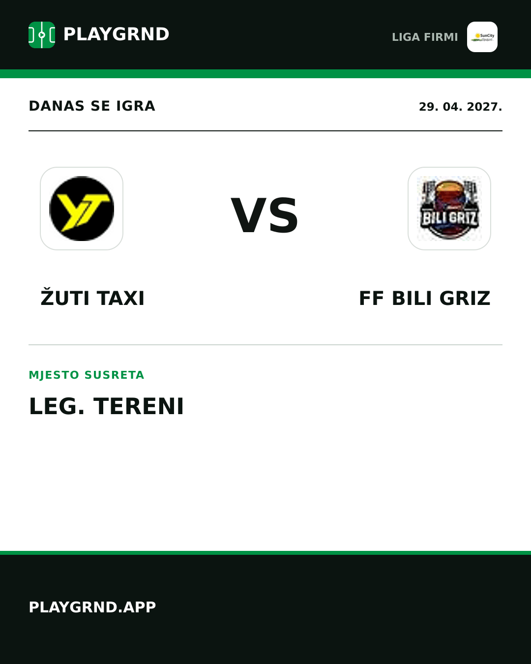 Instagram slika: Žuti Taxi vs FF Bili Griz