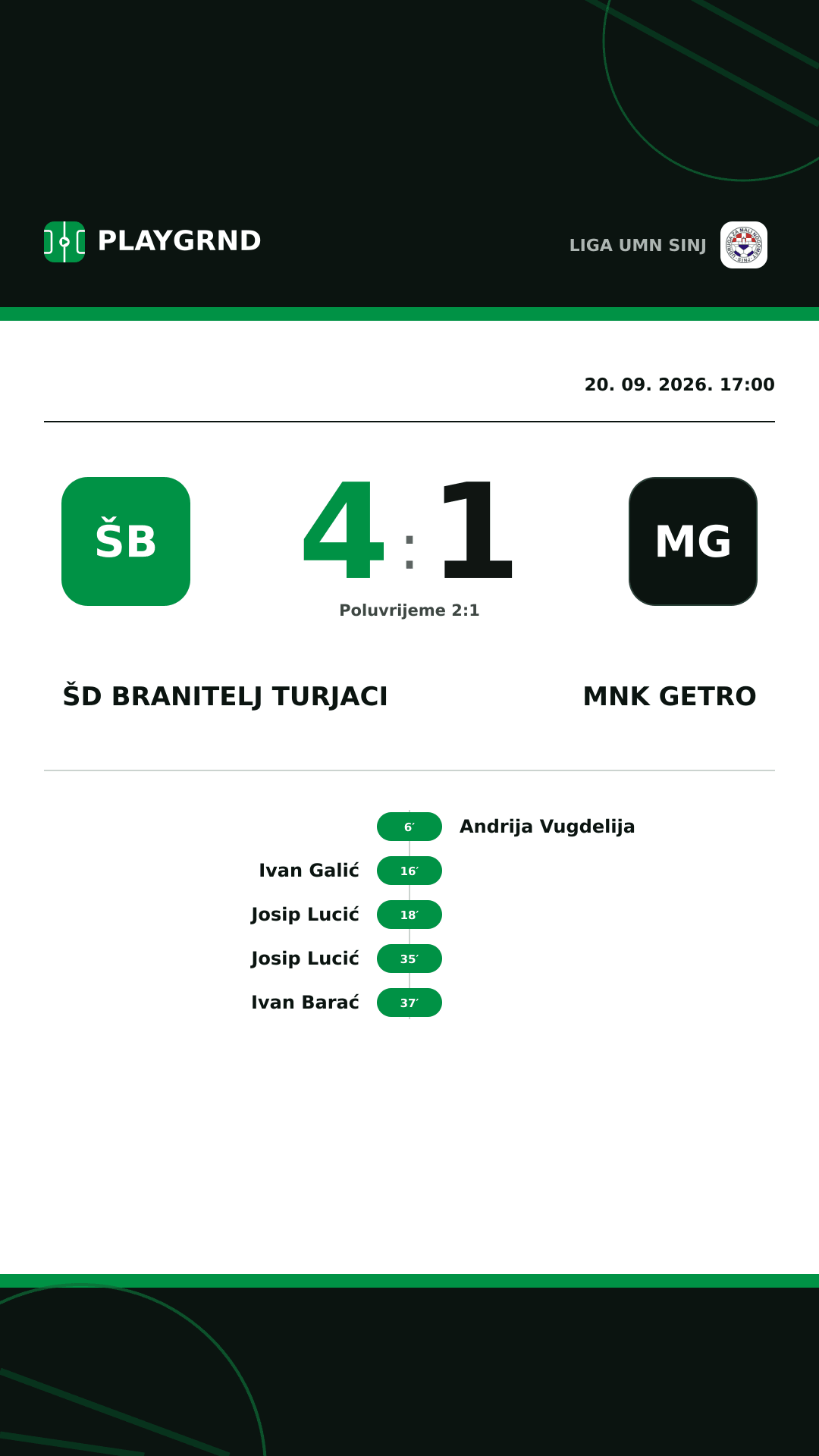 Instagram slika: ŠD Branitelj Turjaci 4:1 MNK Getro