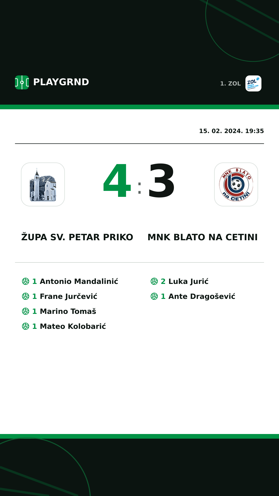 Instagram slika: Župa Sv. Petar Priko 4:3 MNK Blato na Cetini