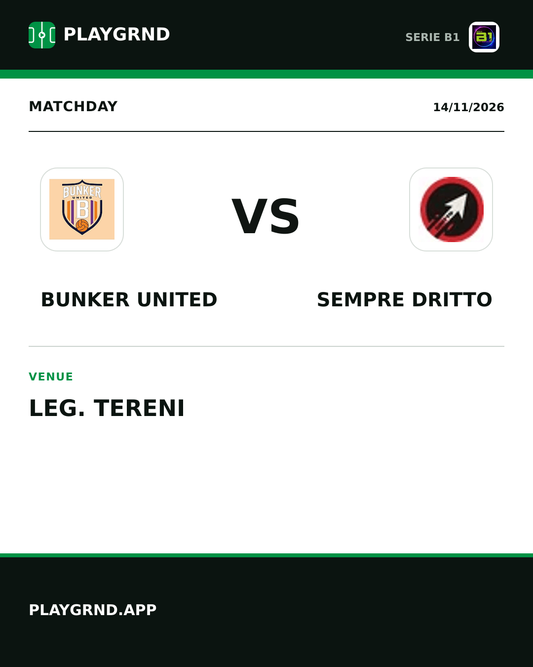 Instagram artwork: Bunker United vs Sempre Dritto